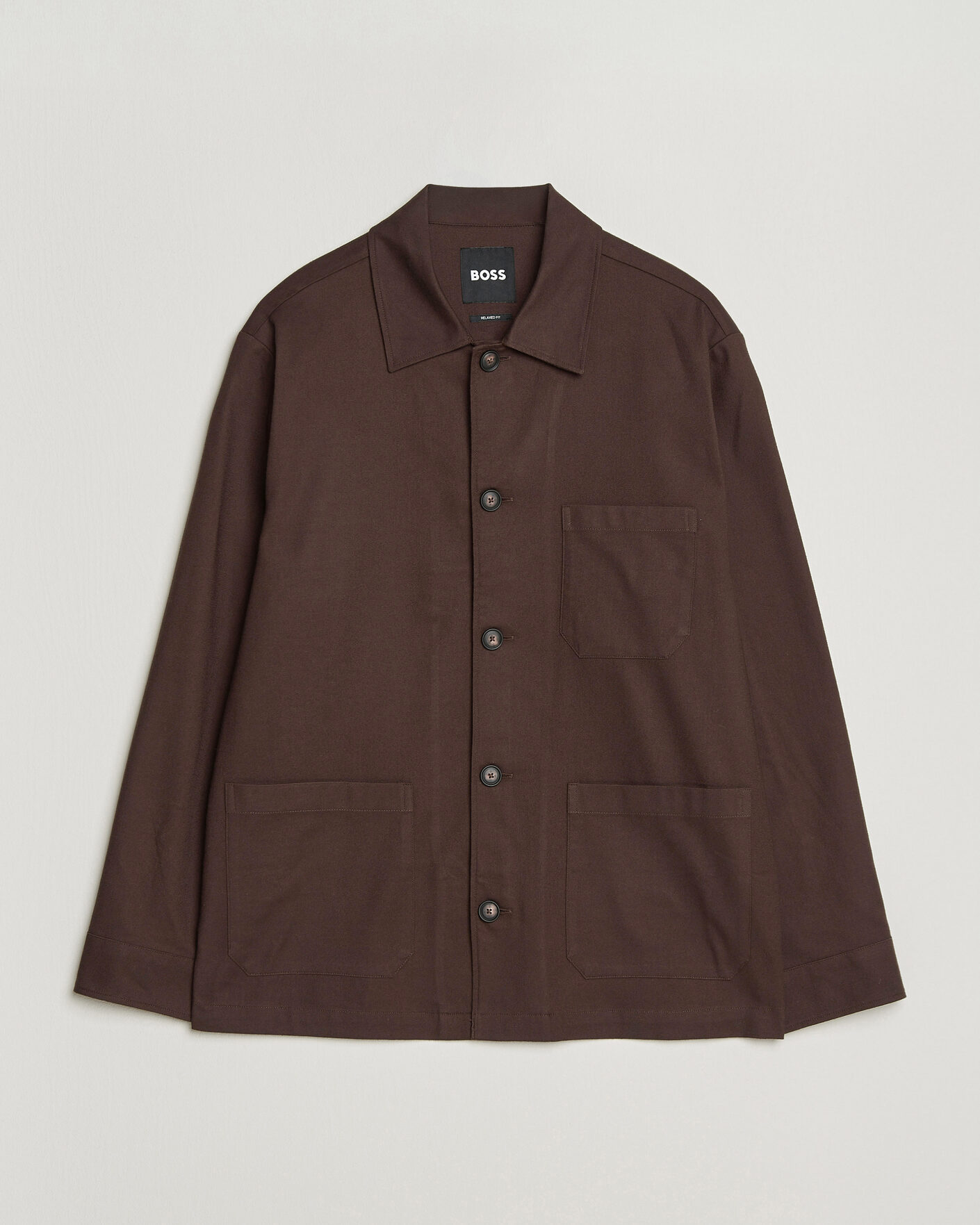 Mies | Kauluspaidat | BOSS BLACK | Cai Cotton Overshirt Dark Brown