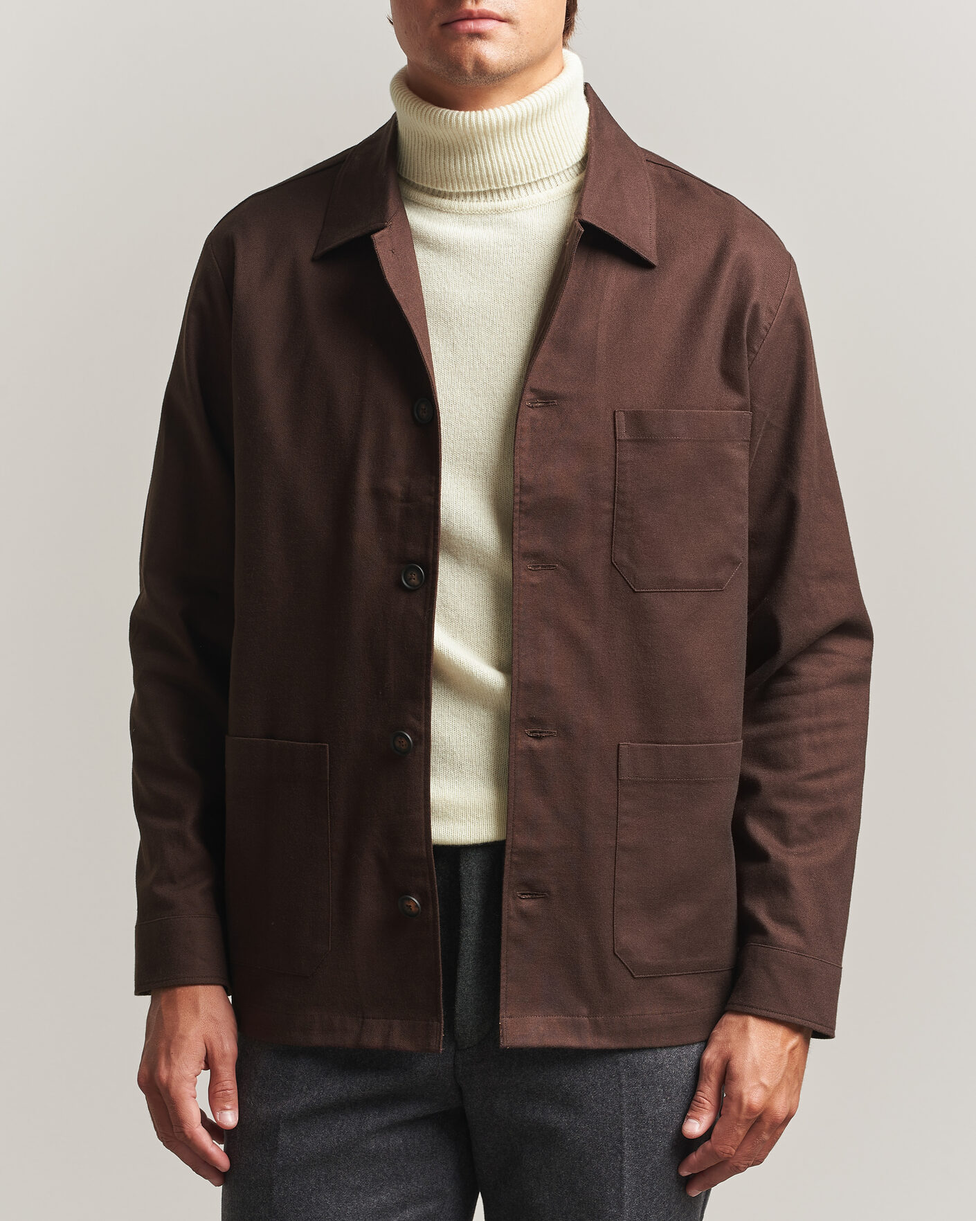Mies | Kauluspaidat | BOSS BLACK | Cai Cotton Overshirt Dark Brown
