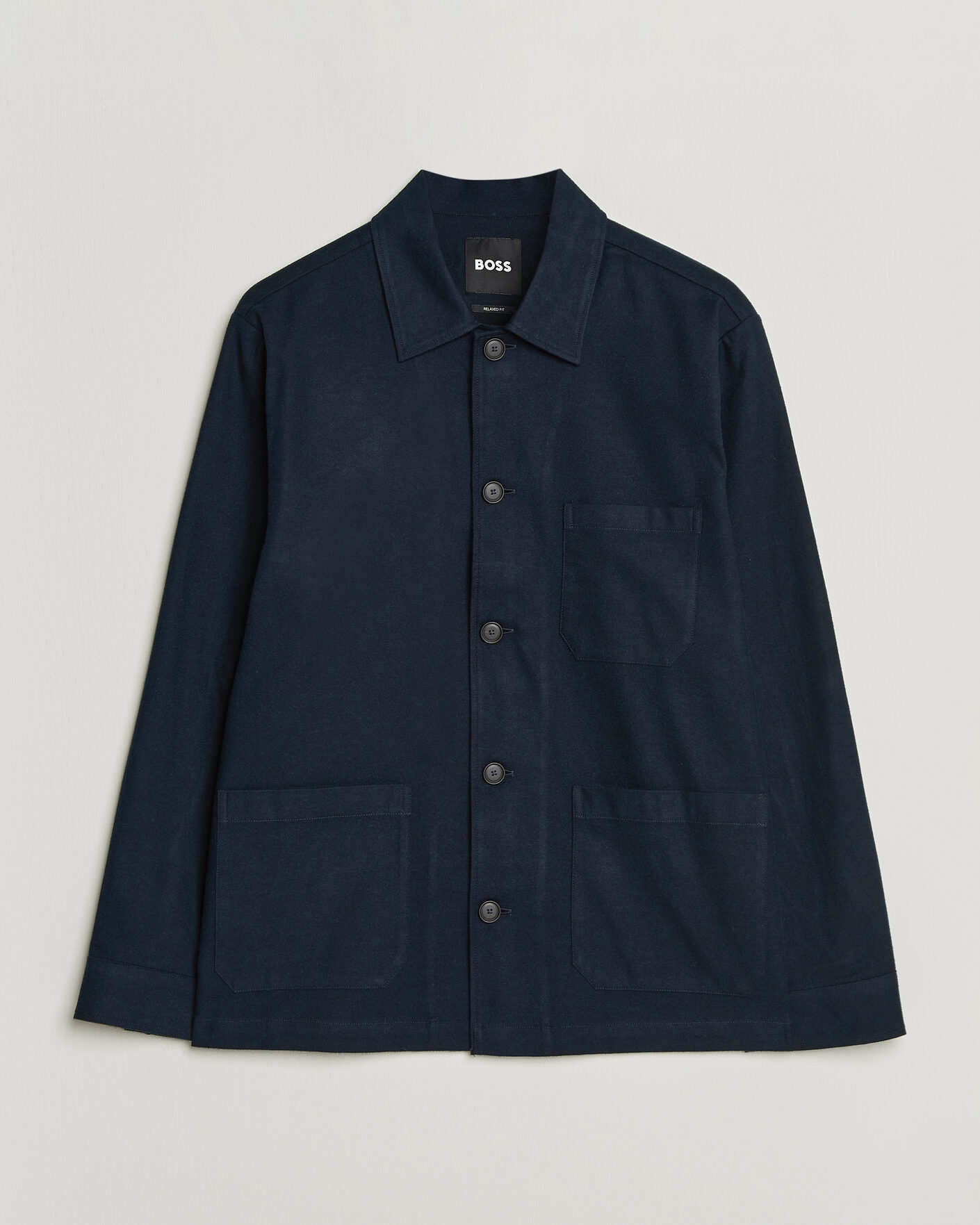 Mies | Kauluspaidat | BOSS BLACK | Cai Cotton Overshirt Dark Blue