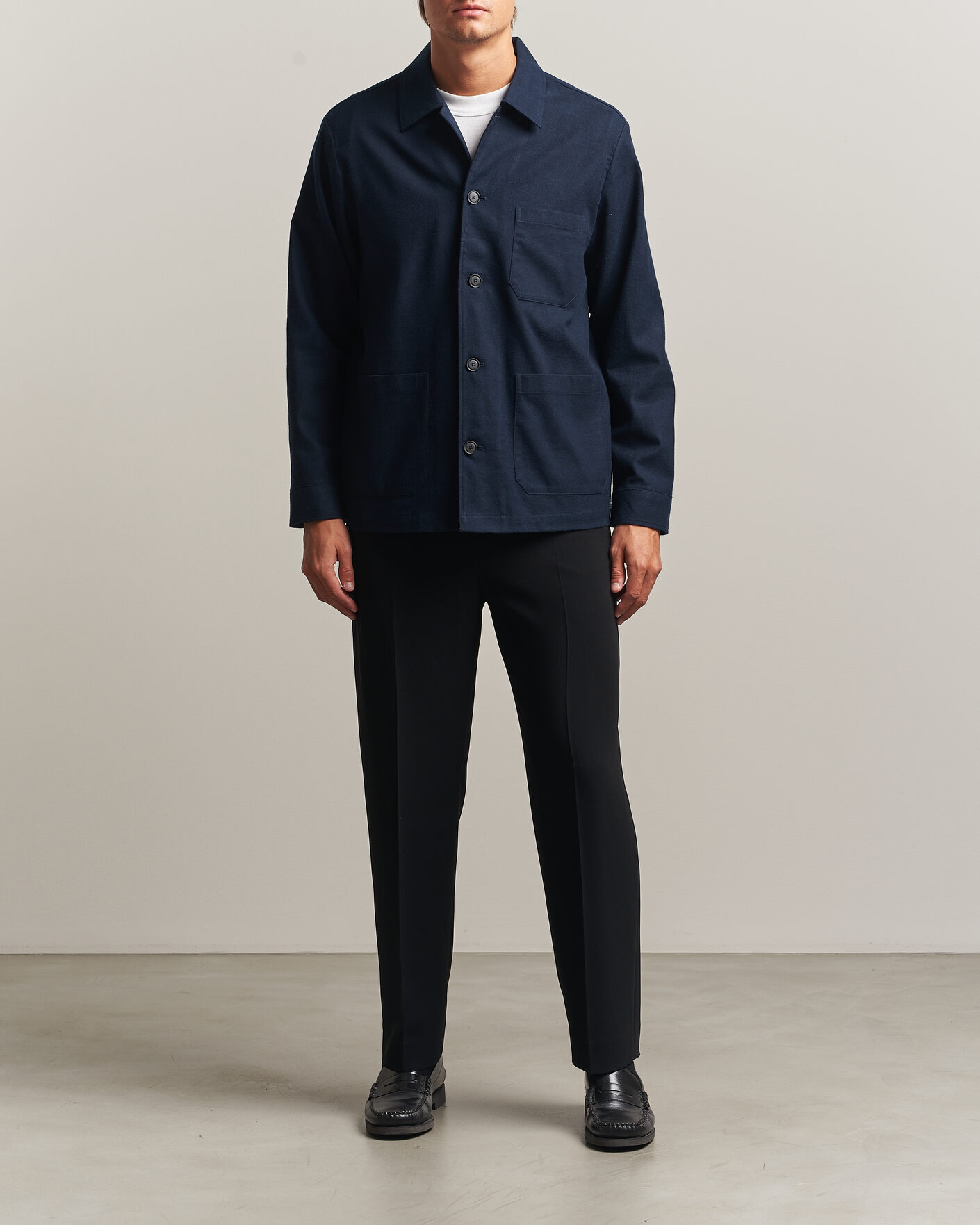 Mies | Kauluspaidat | BOSS BLACK | Cai Cotton Overshirt Dark Blue