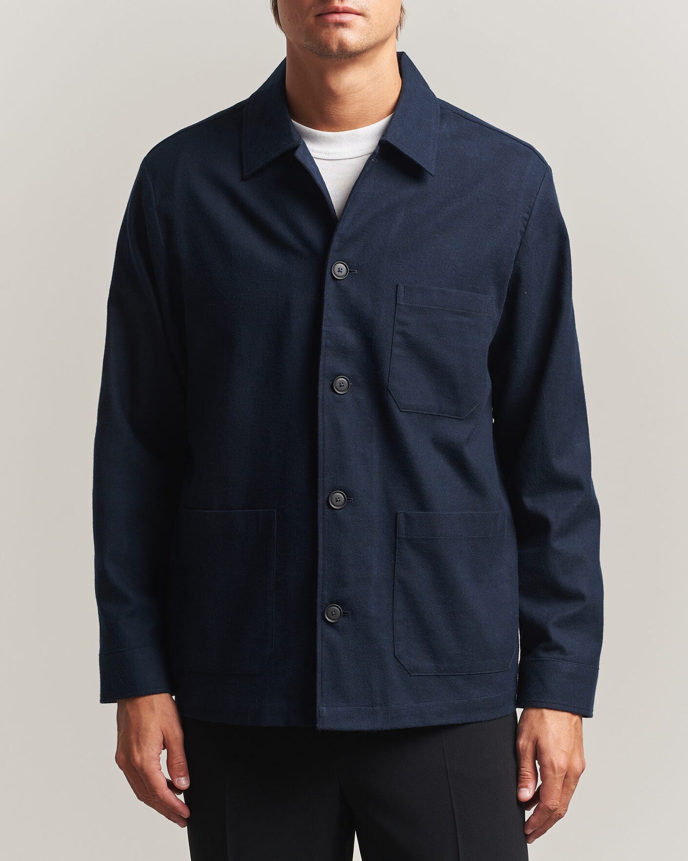 Mies | Kauluspaidat | BOSS BLACK | Cai Cotton Overshirt Dark Blue
