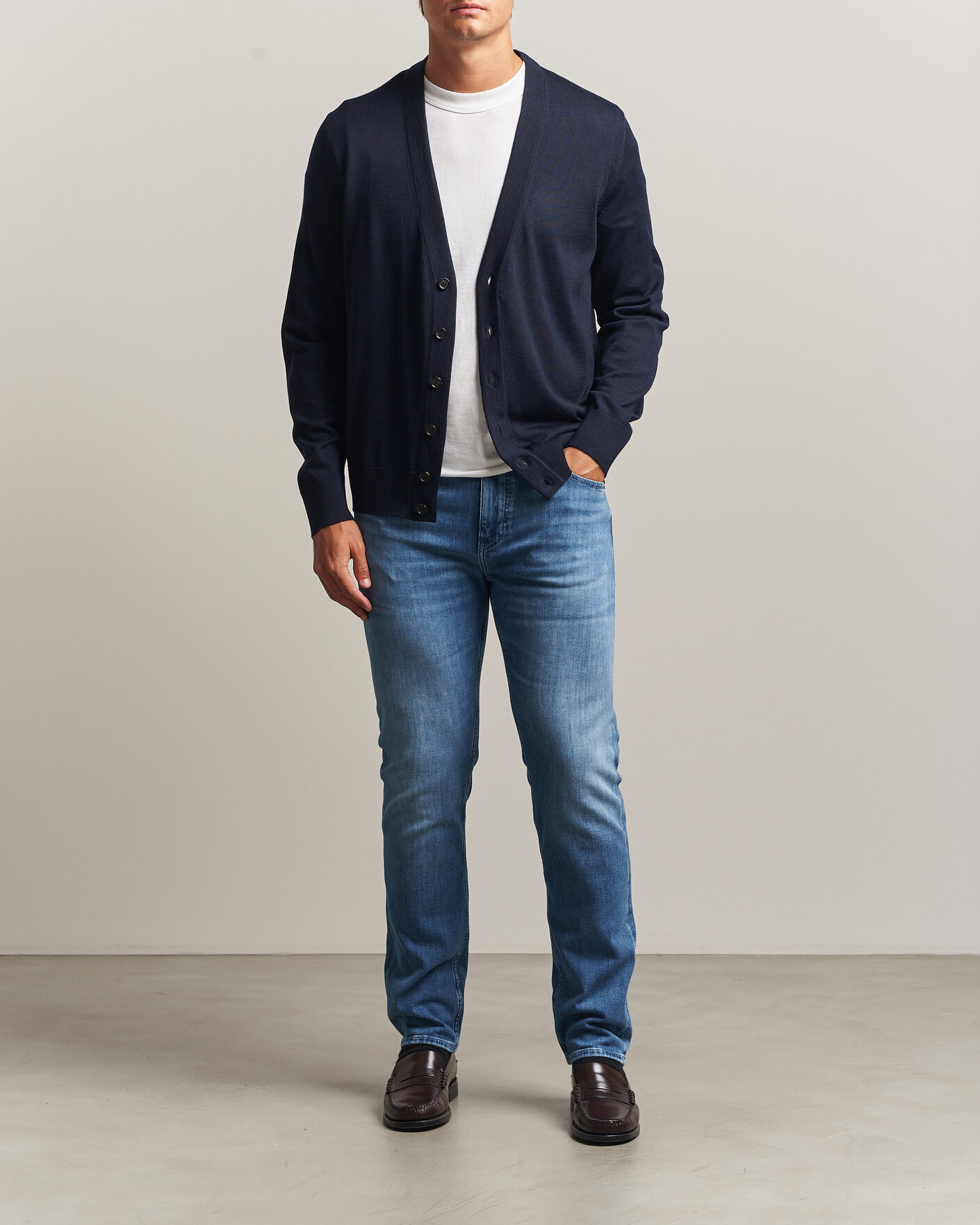 Mies | Puserot | BOSS BLACK | Mardon Wool Cardigan Dark Blue