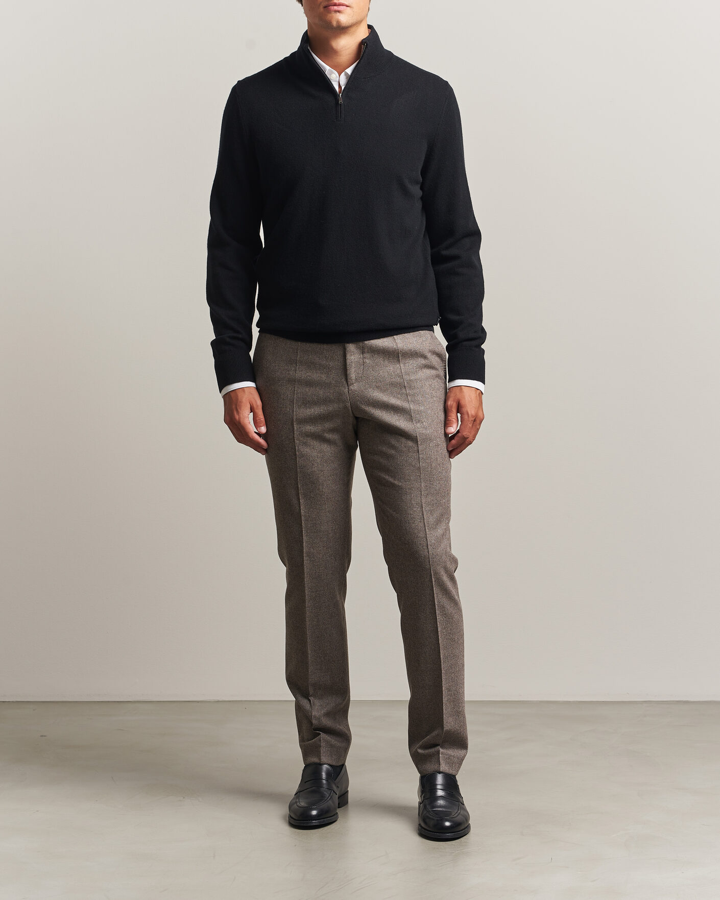 Mies | Puserot | BOSS BLACK | Hemarlo Wool/Cashmere Half Zip Black