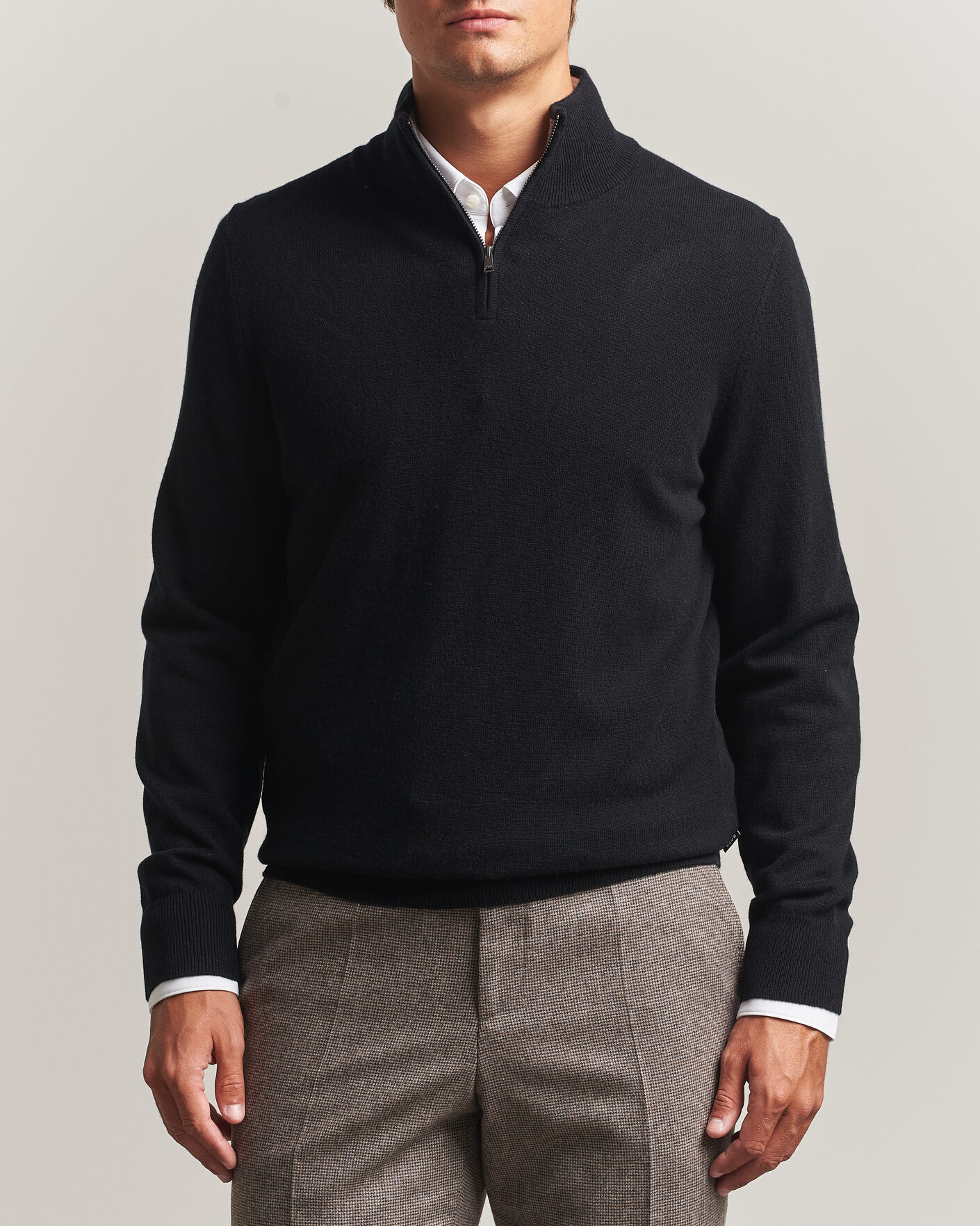 Mies | Puserot | BOSS BLACK | Hemarlo Wool/Cashmere Half Zip Black