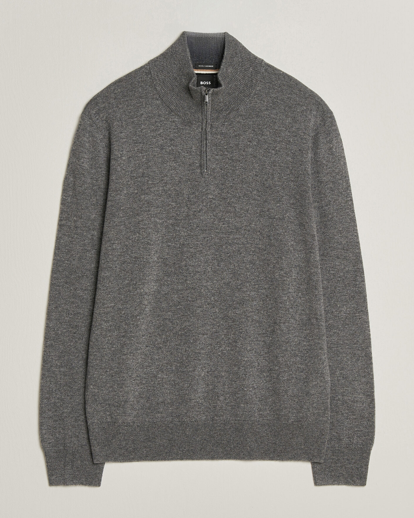 Mies | Puserot | BOSS BLACK | Hemarlo Wool/Cashmere Half Zip Medium Grey