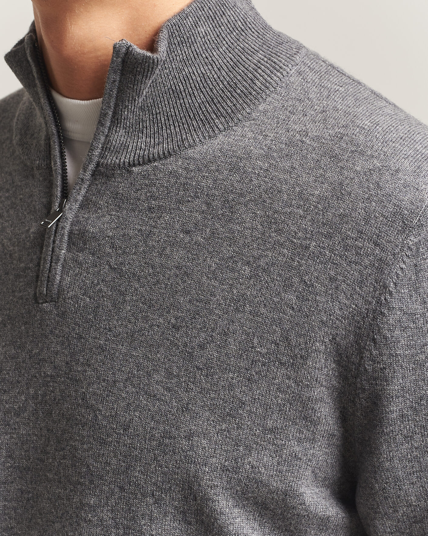 Mies | Puserot | BOSS BLACK | Hemarlo Wool/Cashmere Half Zip Medium Grey