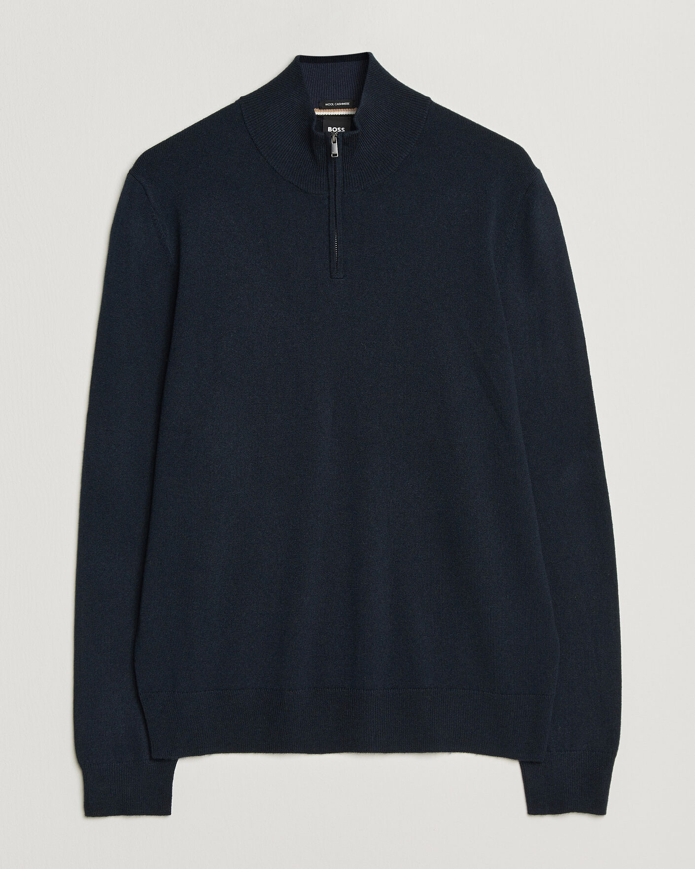 Mies | Puserot | BOSS BLACK | Hemarlo Wool/Cashmere Half Zip Dark Blue