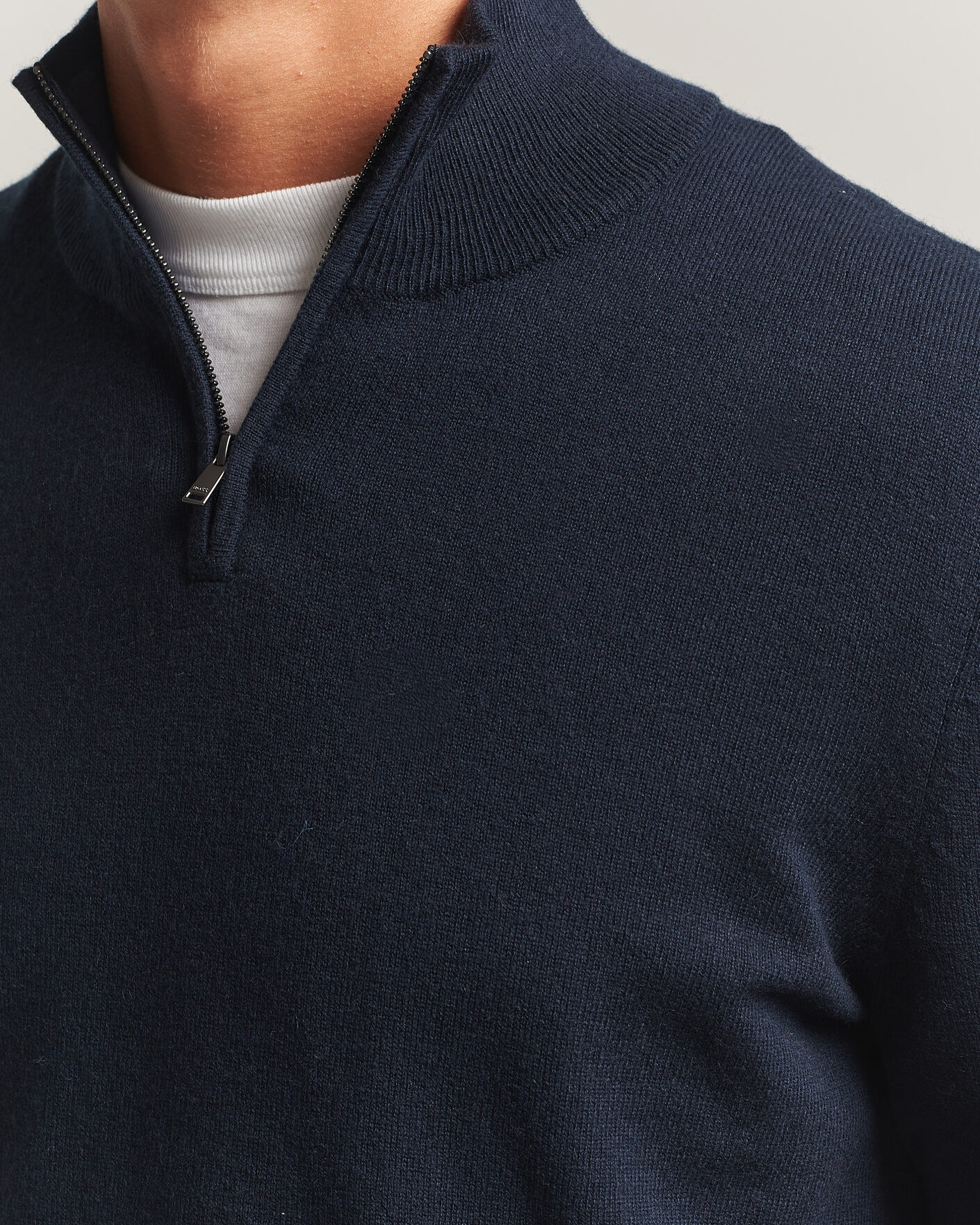 Mies | Puserot | BOSS BLACK | Hemarlo Wool/Cashmere Half Zip Dark Blue