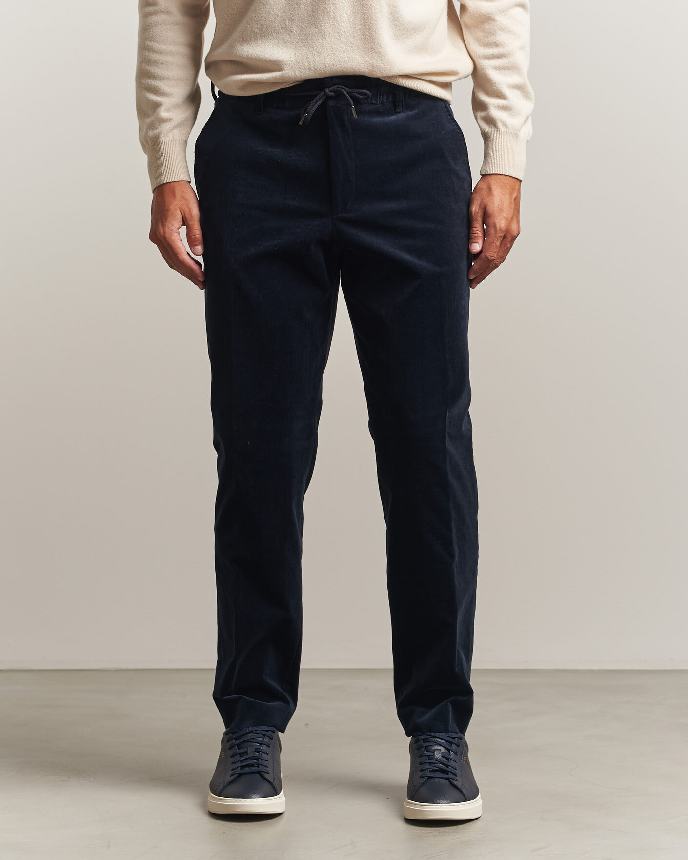 Mies | Housut | BOSS BLACK | Perin Corduroy Drawstring Trousers Dark Blue
