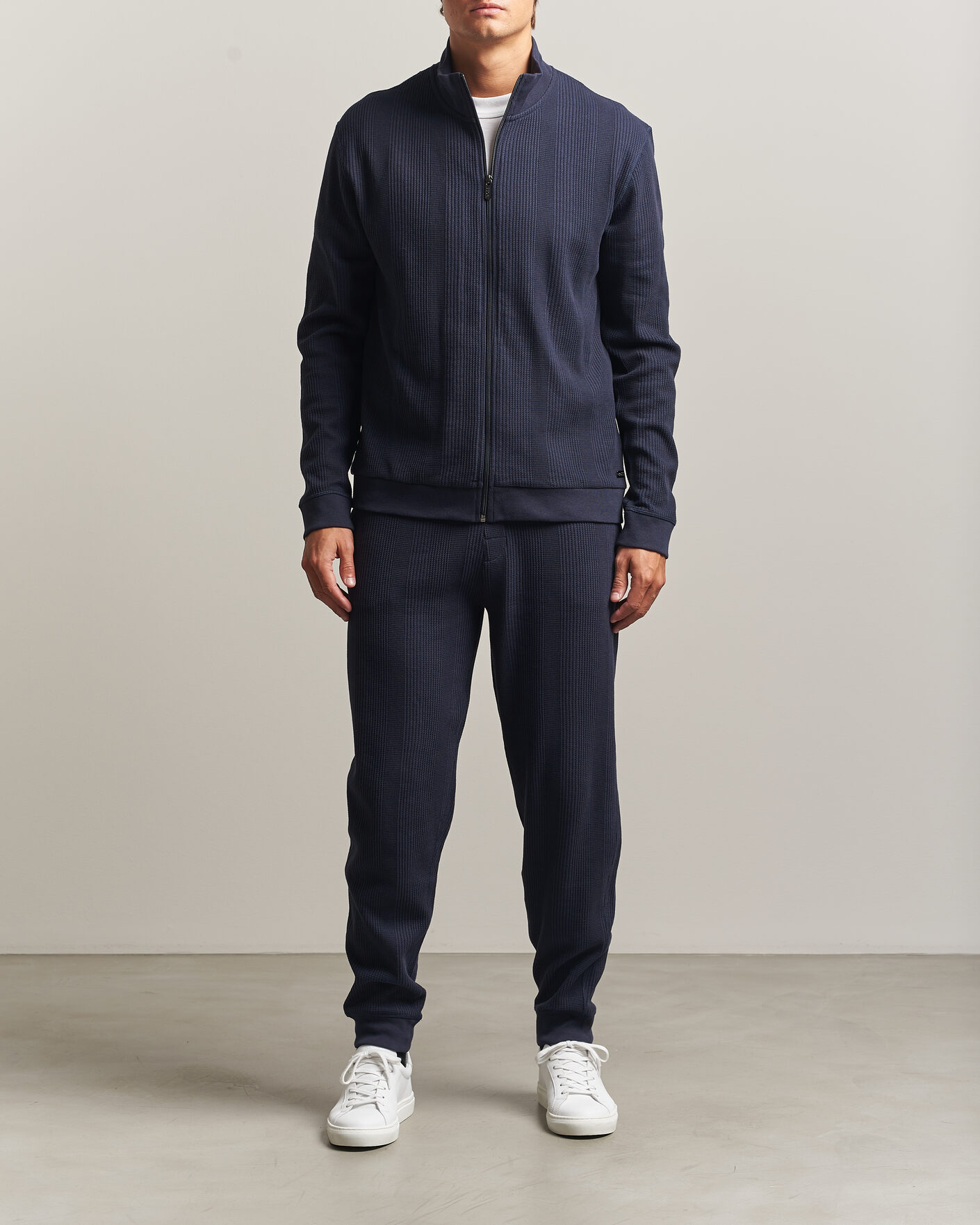 Mies | Puserot | BOSS BLACK | Structured Loungewear Full Zip Dark Blue