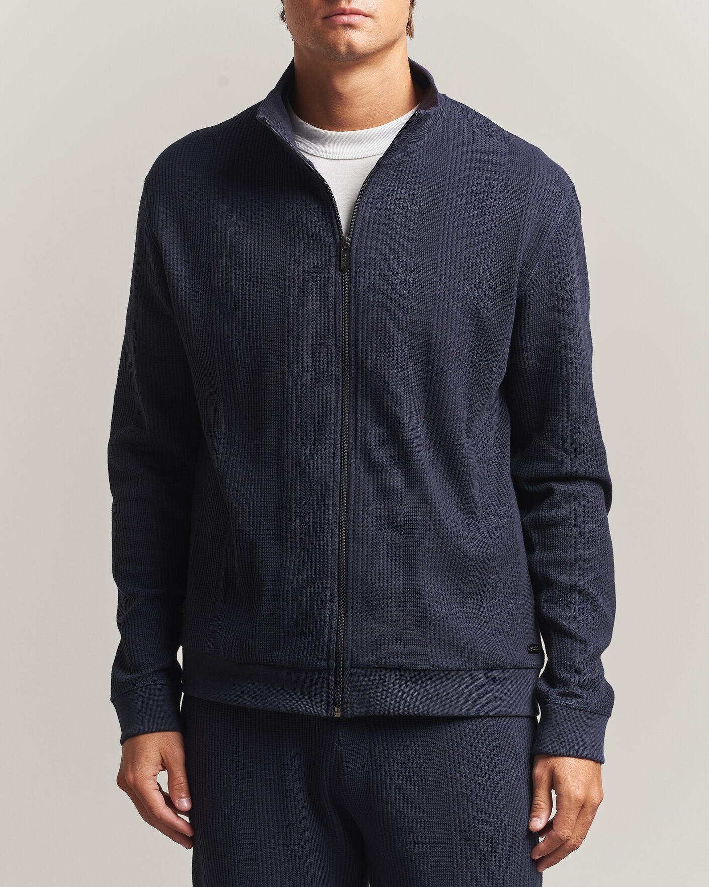 Mies | Puserot | BOSS BLACK | Structured Loungewear Full Zip Dark Blue