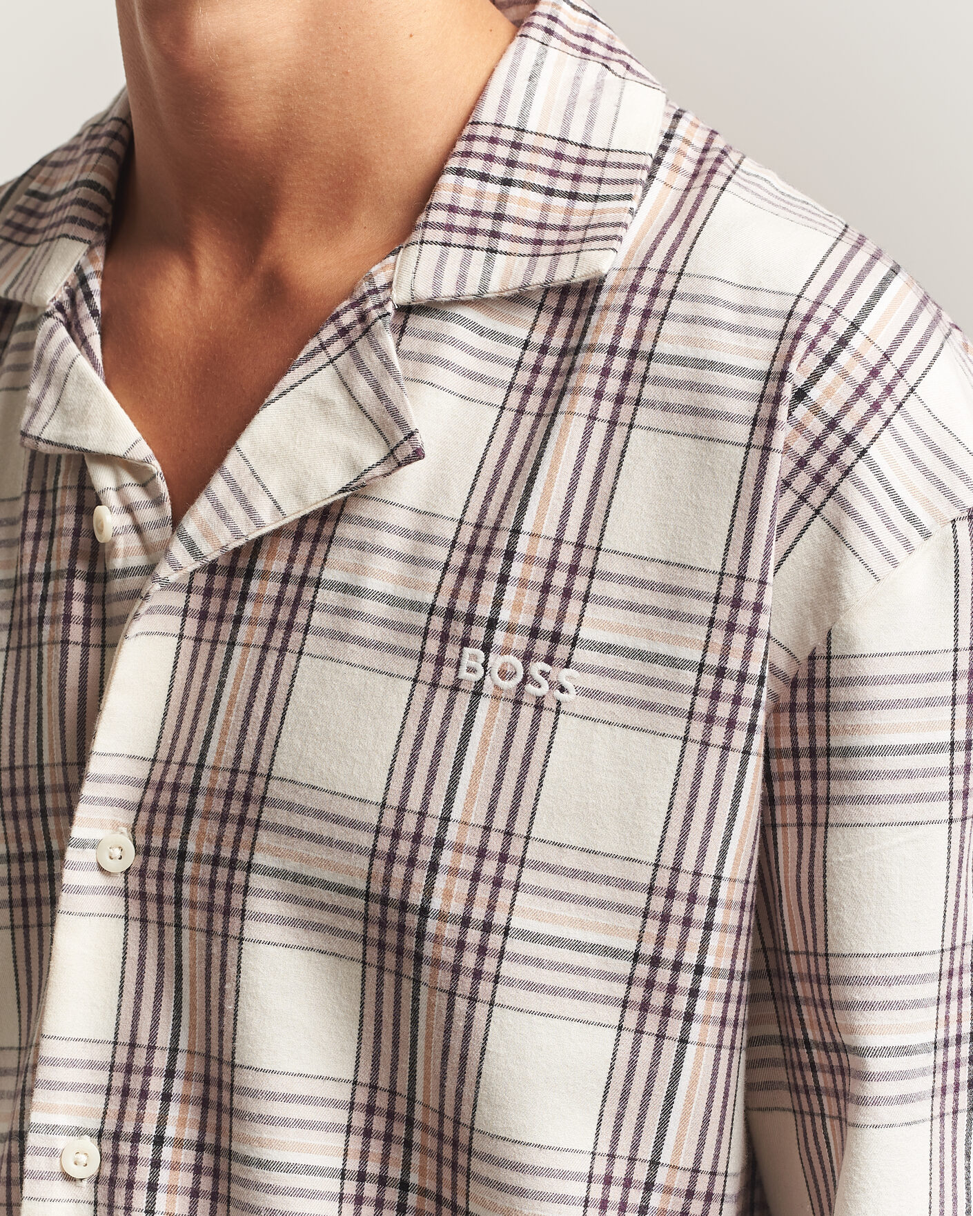 Mies | Yöpuvut ja kylpytakit | BOSS BLACK | Checked Flannel Pyjama Set Open White