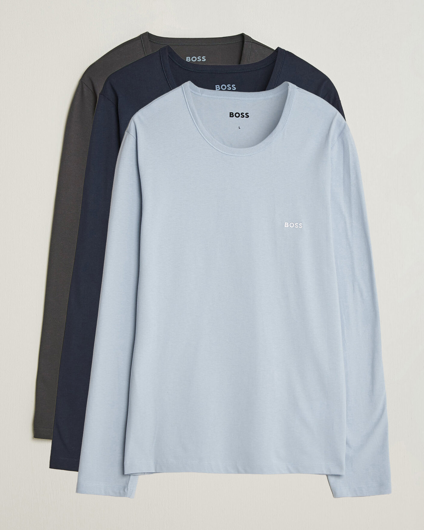 Mies | T-paidat | BOSS BLACK | 3-Pack Long Sleeve T-Shirt Blue/Navy/Grey