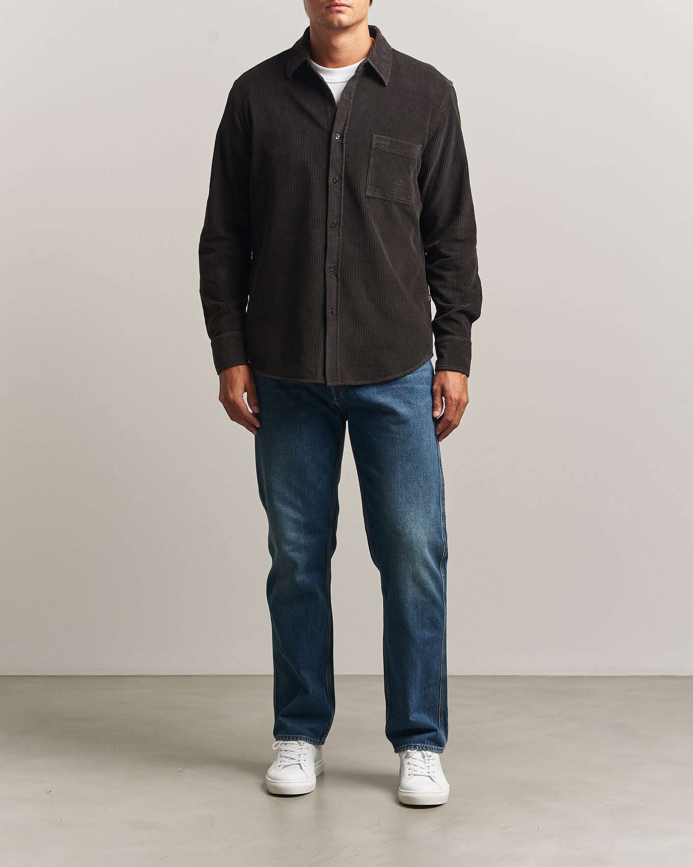 Mies | Kauluspaidat | BOSS ORANGE | Relegant Corduroy Shirt Black