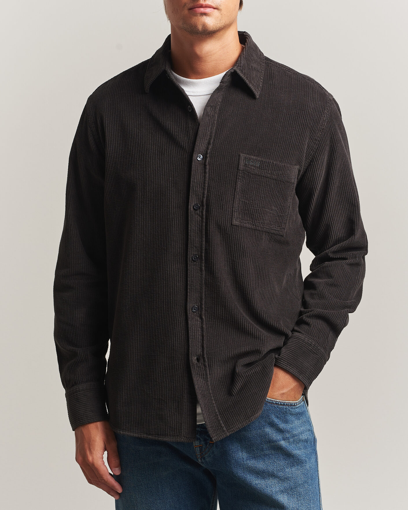 Mies | Kauluspaidat | BOSS ORANGE | Relegant Corduroy Shirt Black