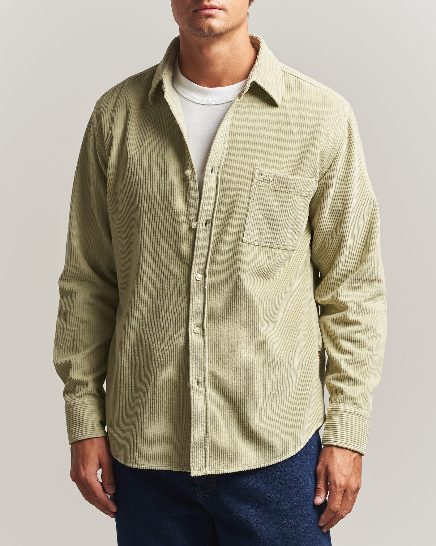 Mies | Kauluspaidat | BOSS ORANGE | Relegant Corduroy Shirt Open Green