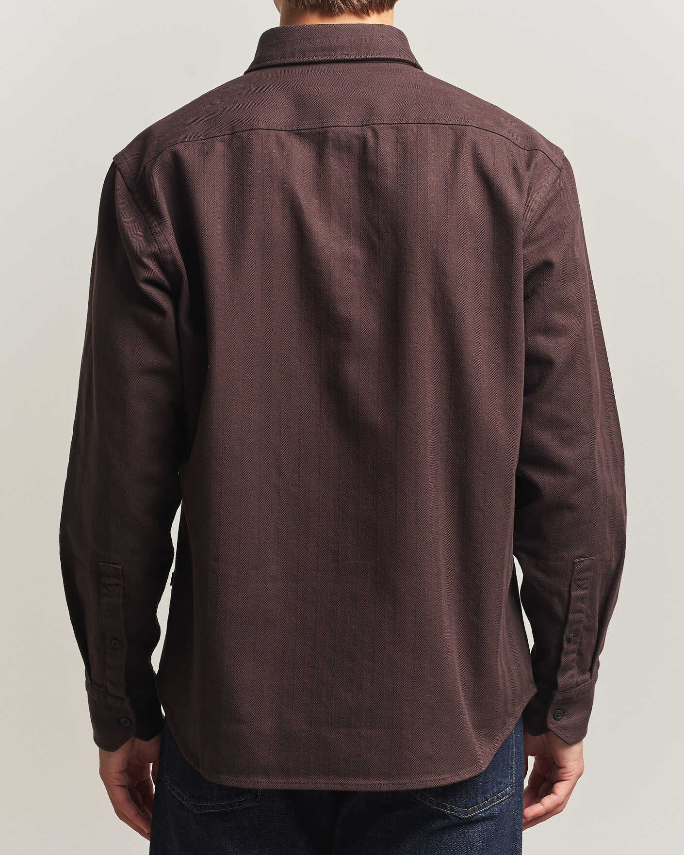 Mies | Kauluspaidat | BOSS ORANGE | Ricopuls Brushed Herringbone Shirt Dark Brown