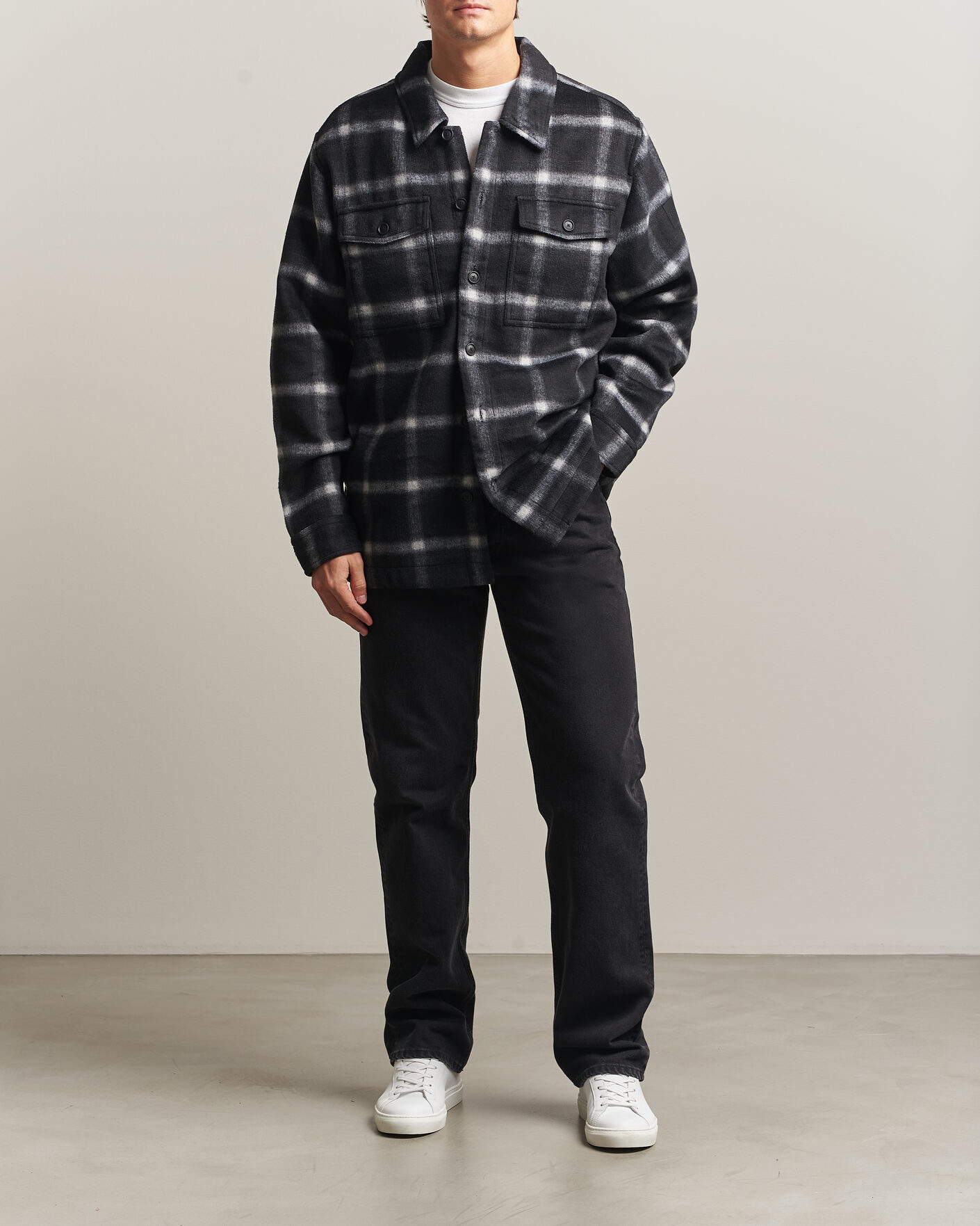 Mies | Takit | BOSS ORANGE | Losky Flannel Checked Overshirt Black