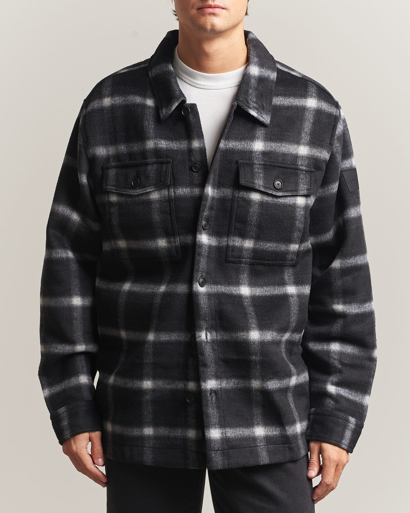 Mies | Takit | BOSS ORANGE | Losky Flannel Checked Overshirt Black