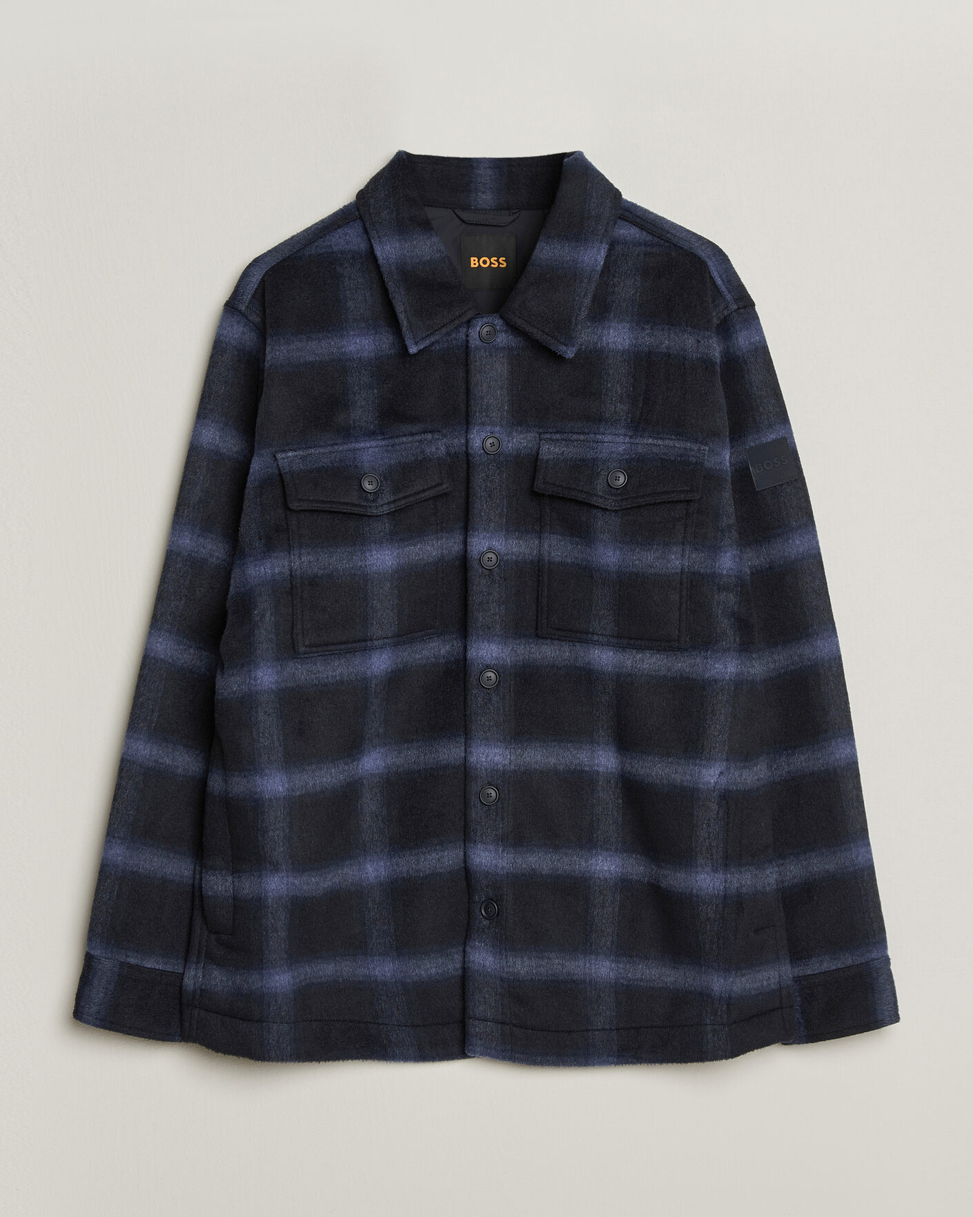 Mies | Takit | BOSS ORANGE | Losky Flannel Checked Overshirt Dark Blue