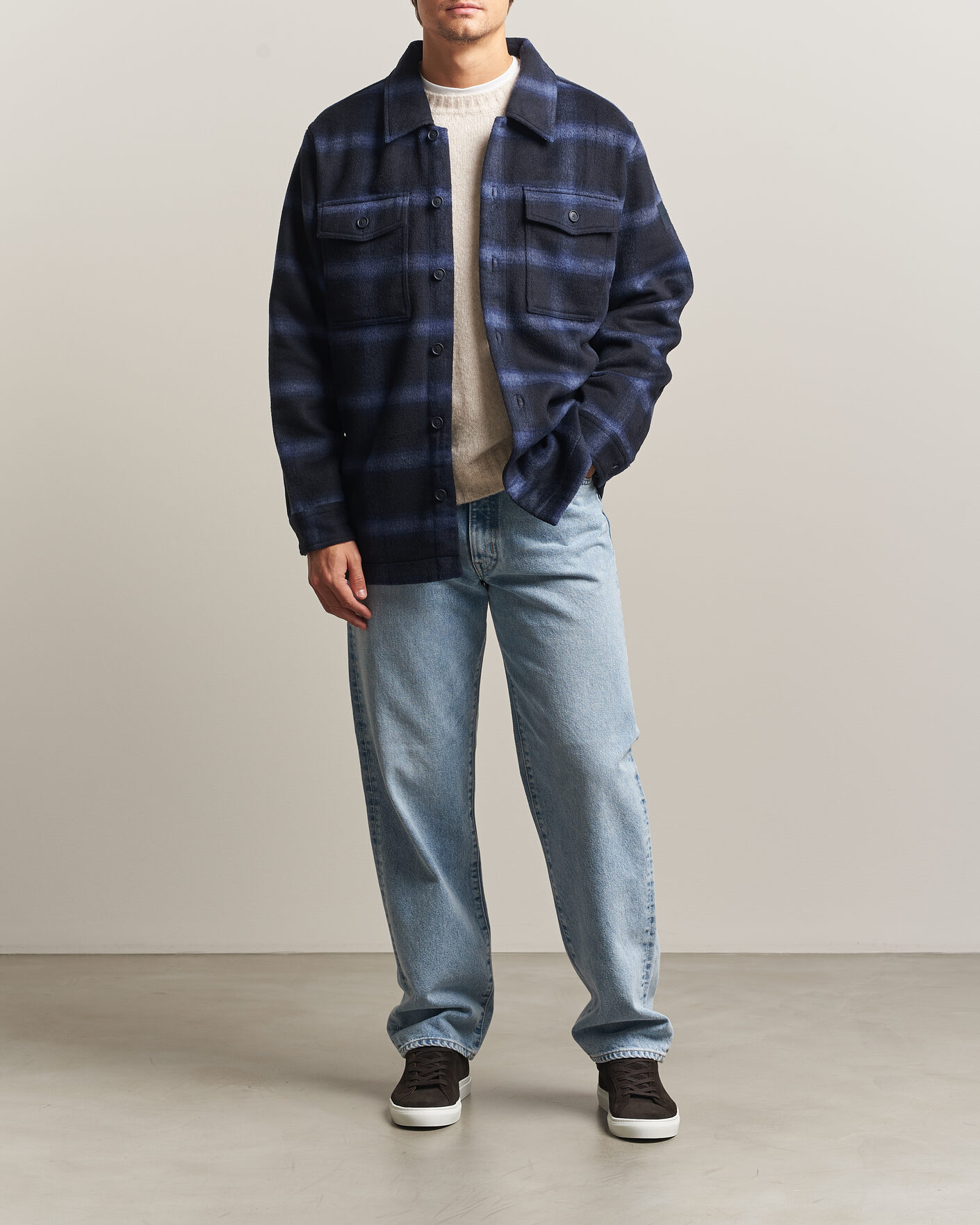Mies | Takit | BOSS ORANGE | Losky Flannel Checked Overshirt Dark Blue