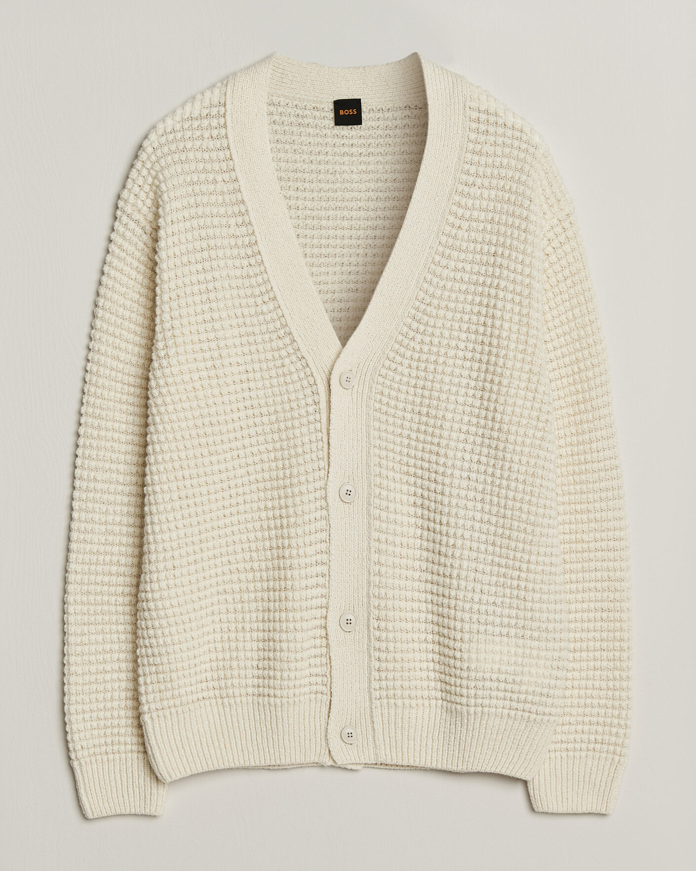 Mies | Puserot | BOSS ORANGE | Korsico Wool Knitted Cardigan Open White
