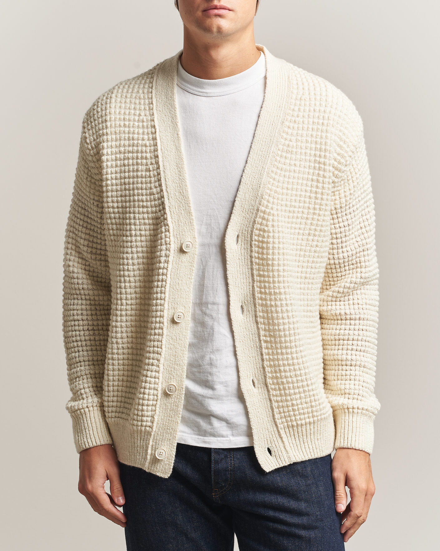 Mies | Puserot | BOSS ORANGE | Korsico Wool Knitted Cardigan Open White