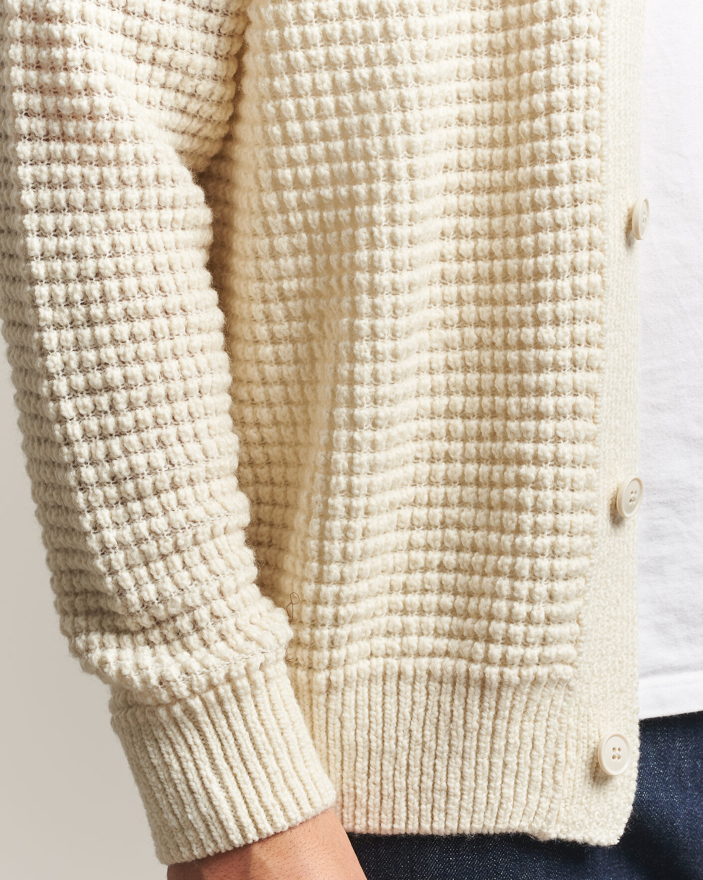 Mies | Puserot | BOSS ORANGE | Korsico Wool Knitted Cardigan Open White