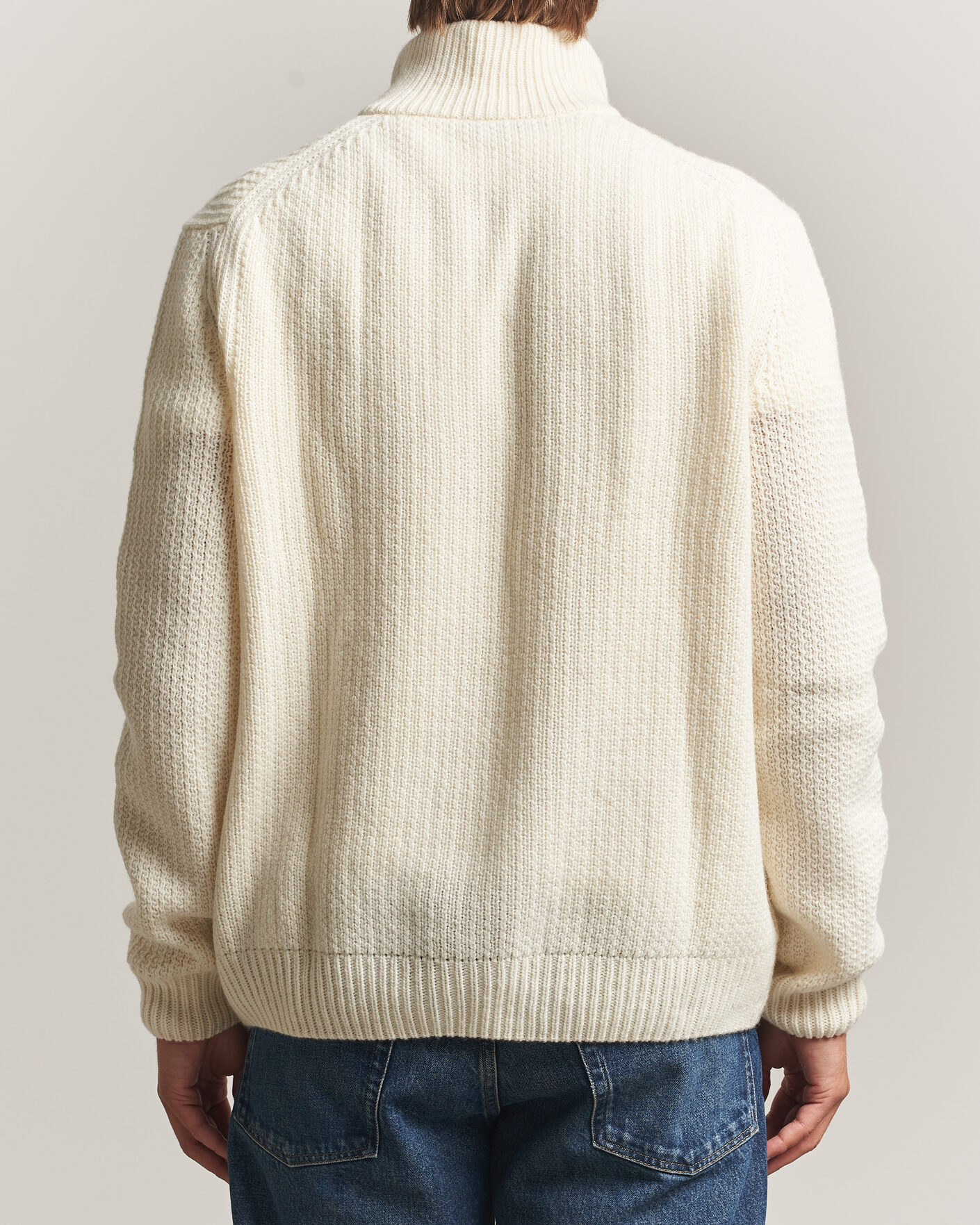 Mies | Puserot | BOSS ORANGE | Kenter Wool Knitted Half Zip Open White