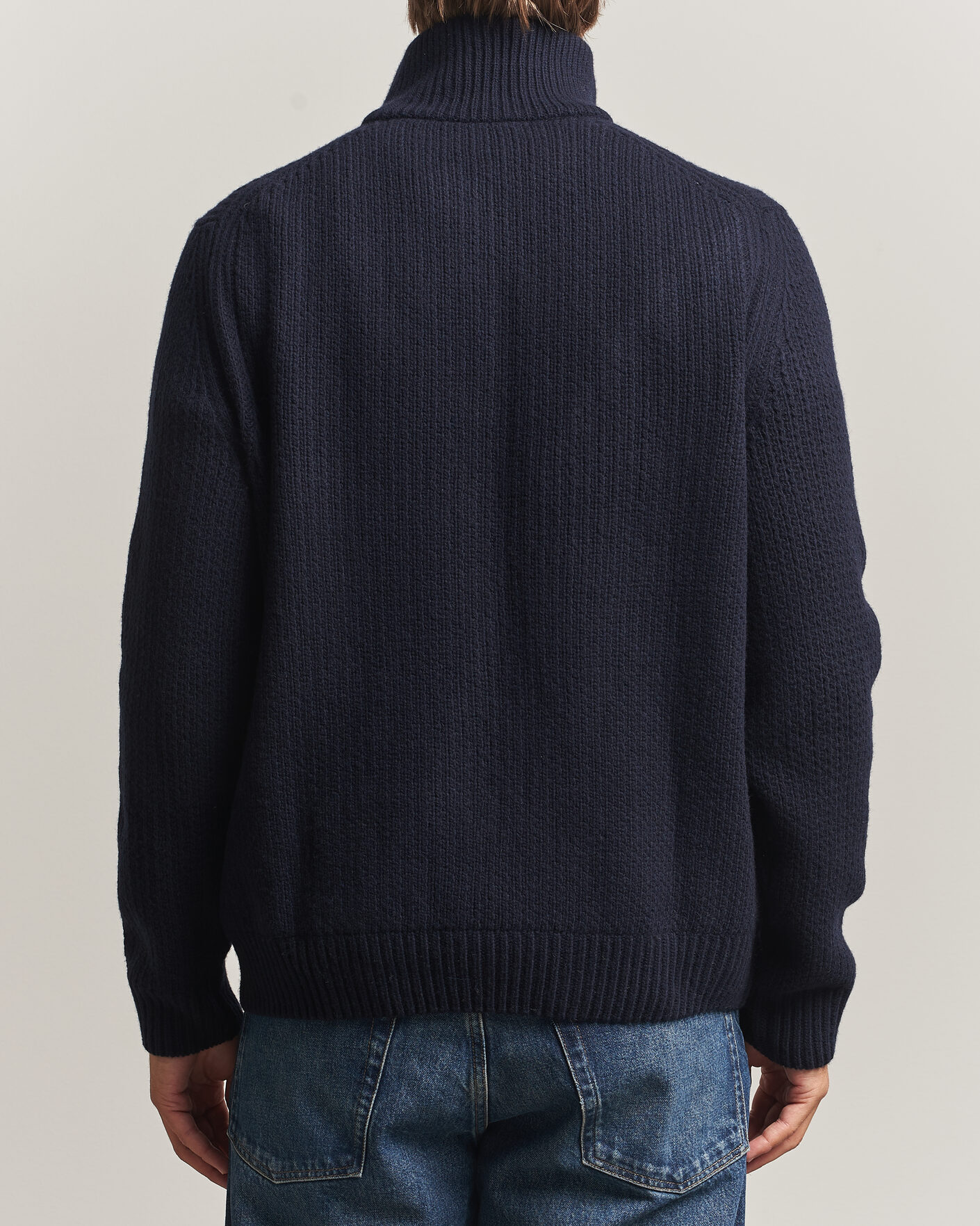 Mies | Puserot | BOSS ORANGE | Kenter Wool Knitted Half Zip Dark Blue