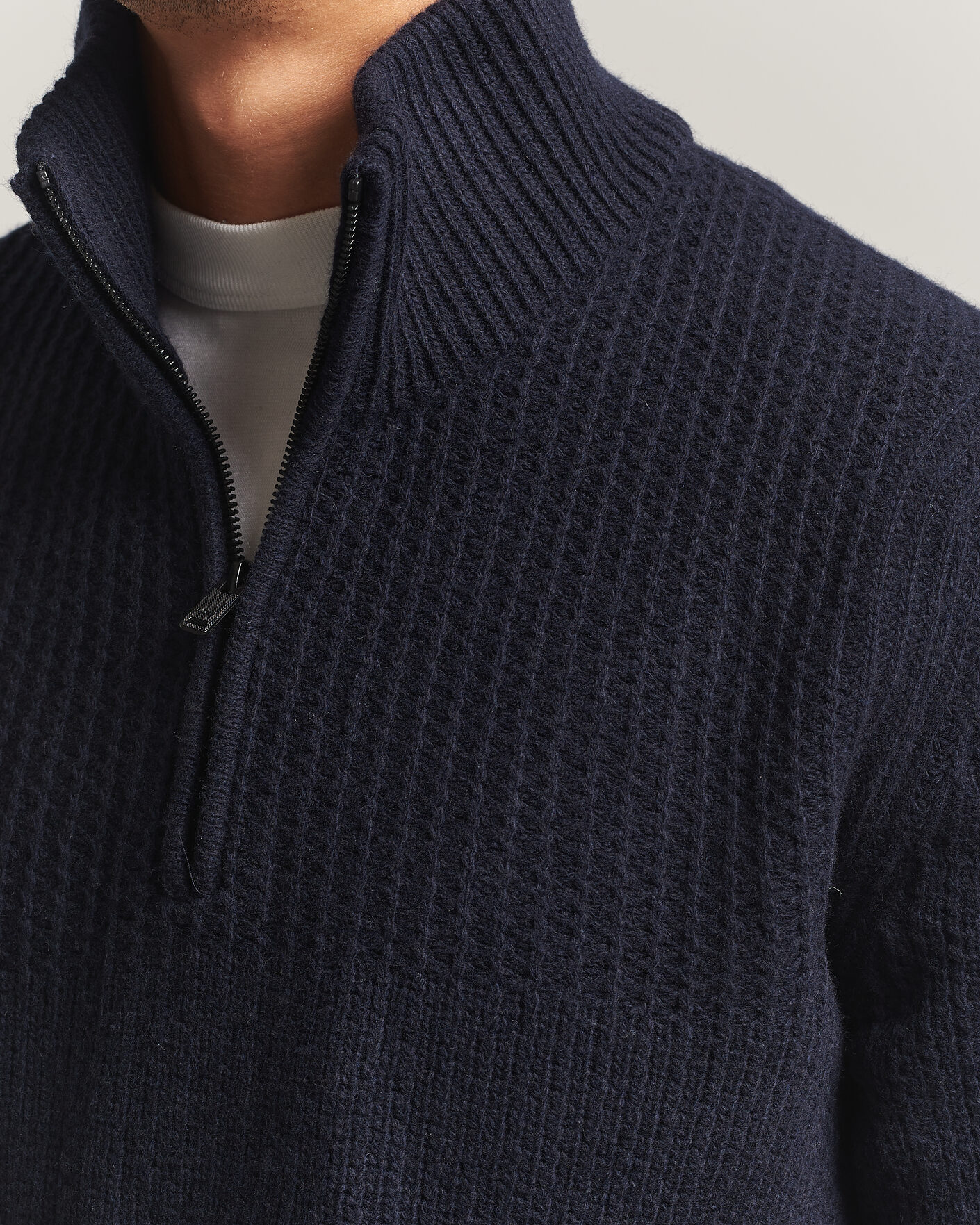 Mies | Puserot | BOSS ORANGE | Kenter Wool Knitted Half Zip Dark Blue