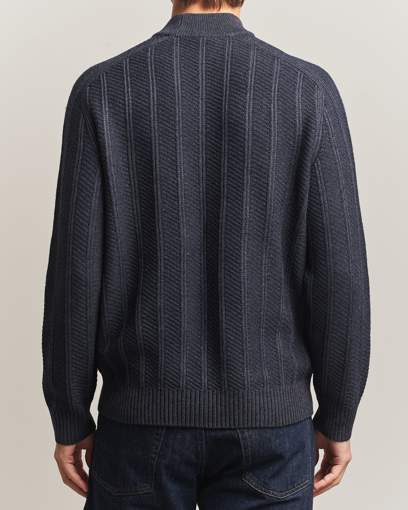 Mies | Puserot | BOSS ORANGE | Katoolo Wool/Cotton Knitted Turtleneck Dark Blue