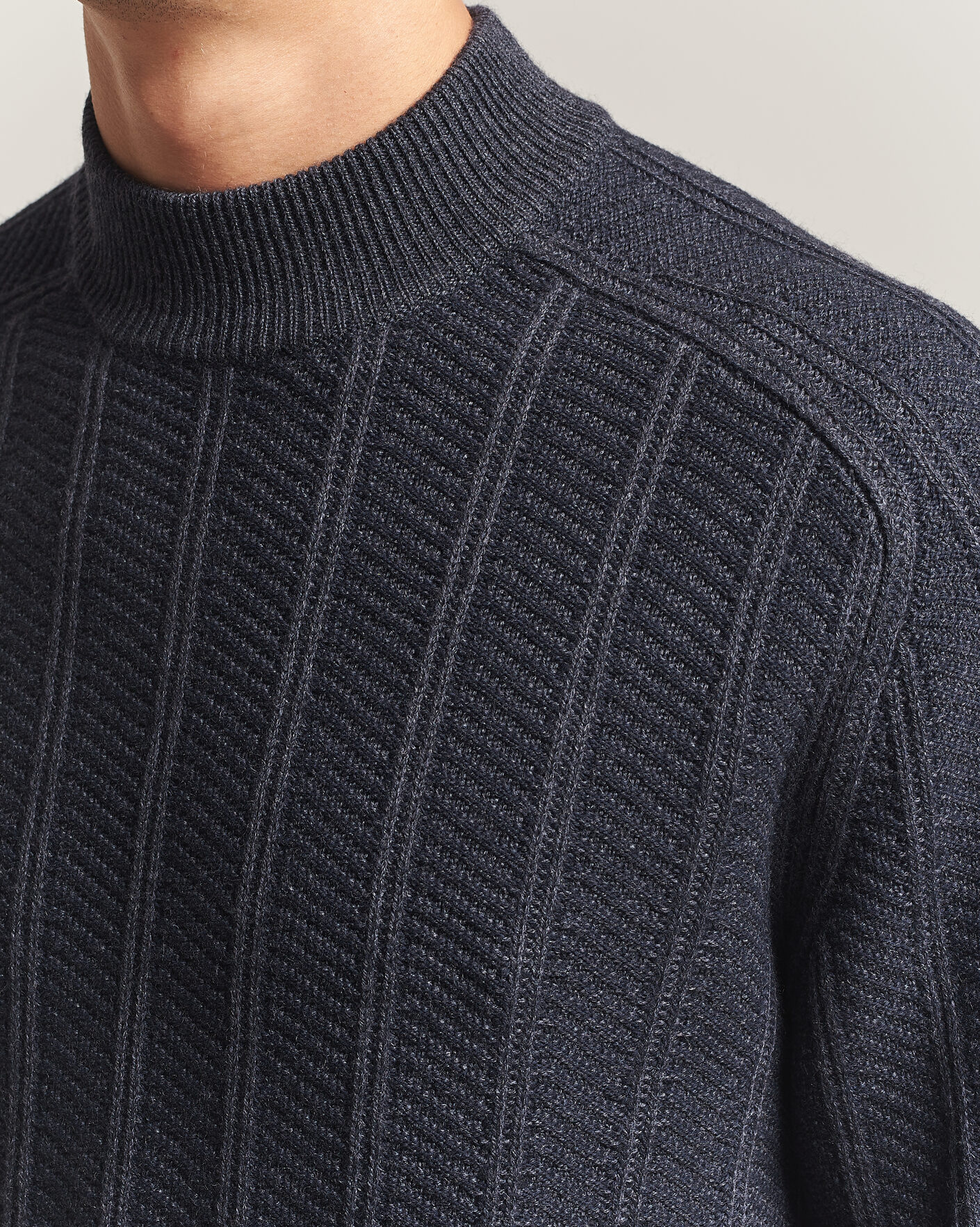 Mies | Puserot | BOSS ORANGE | Katoolo Wool/Cotton Knitted Turtleneck Dark Blue