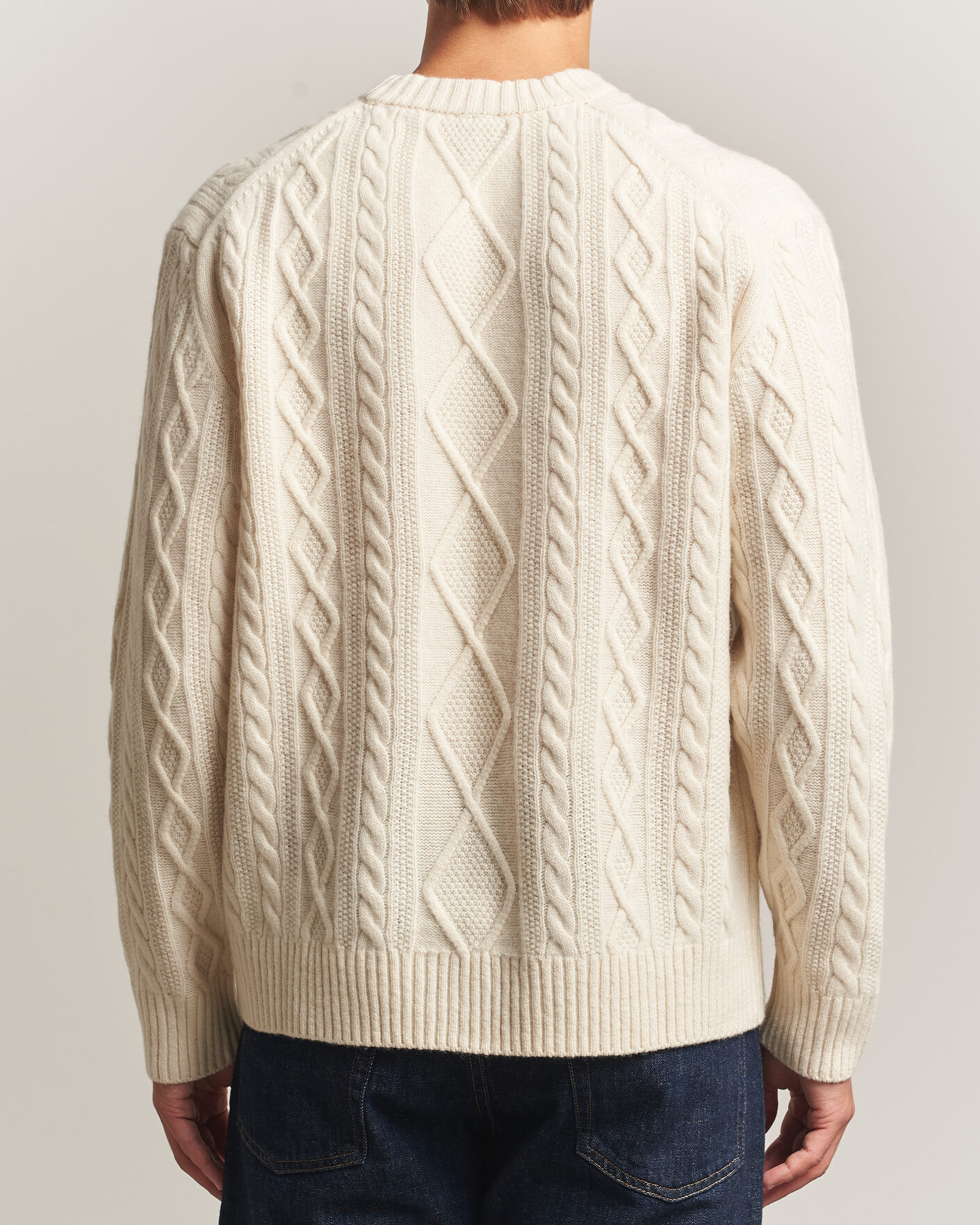 Mies | Puserot | BOSS ORANGE | Atreccio Wool Structured Knitted Sweater Open White