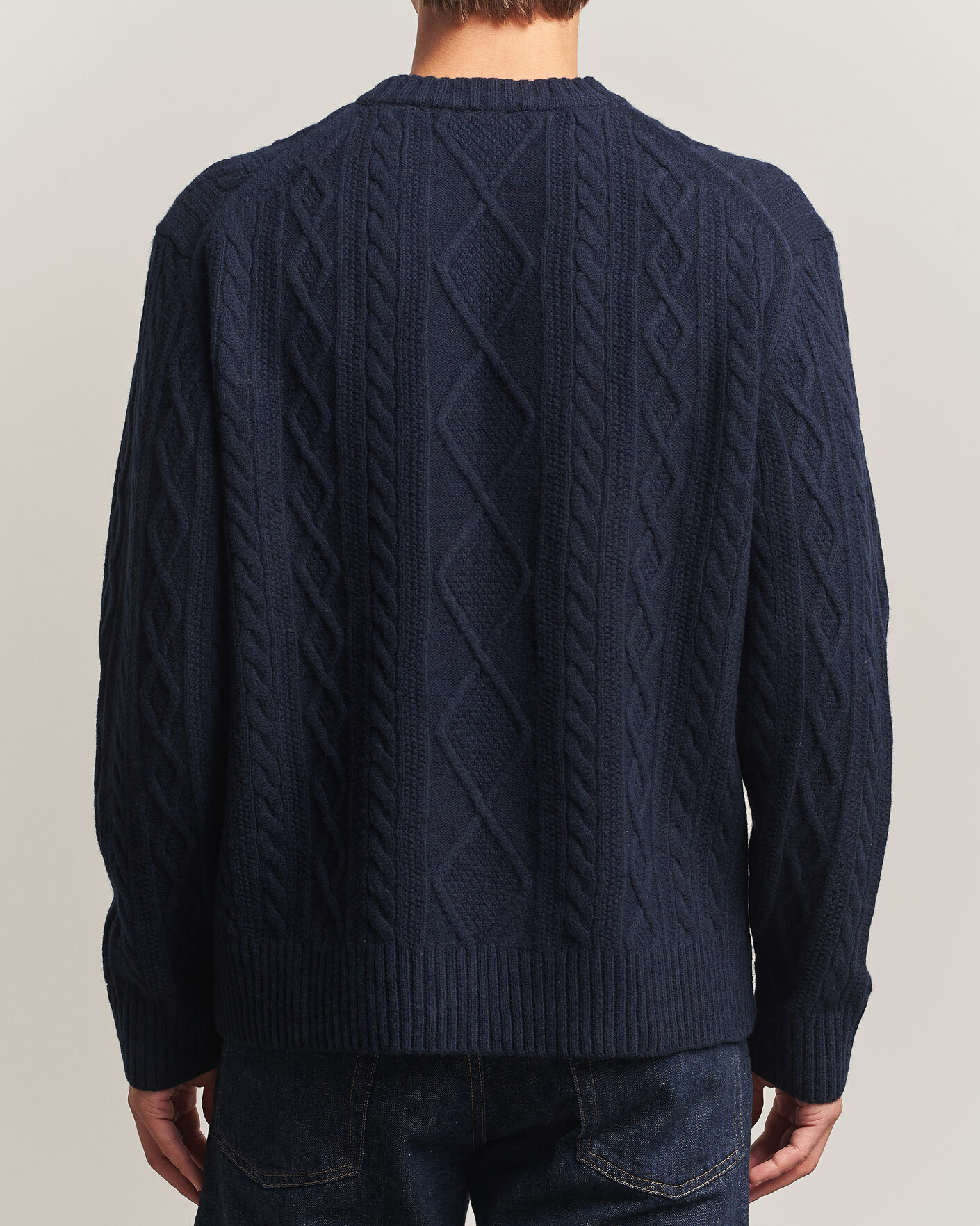 Mies | Puserot | BOSS ORANGE | Atreccio Wool Structured Knitted Sweater Dark Blue
