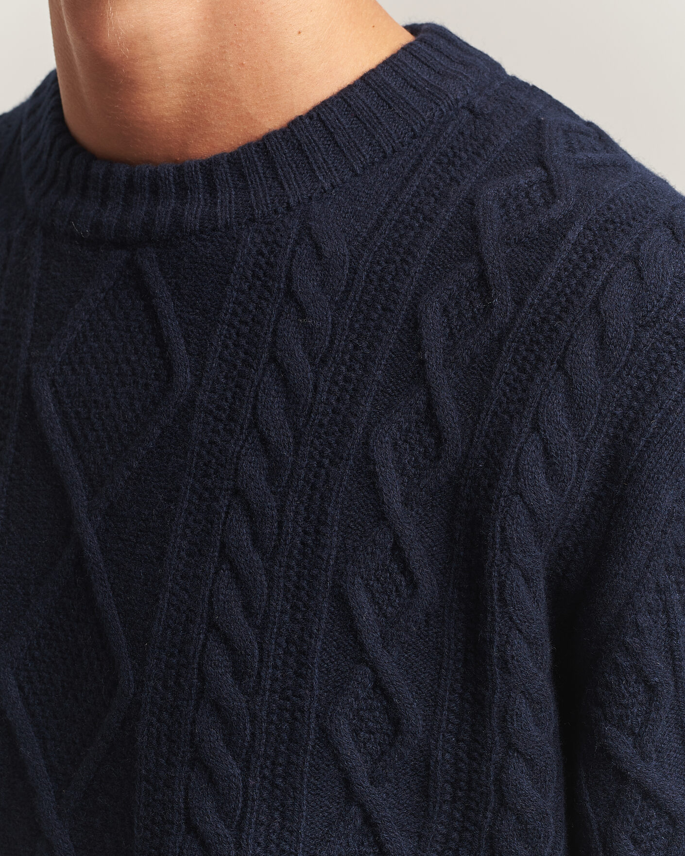 Mies | Puserot | BOSS ORANGE | Atreccio Wool Structured Knitted Sweater Dark Blue