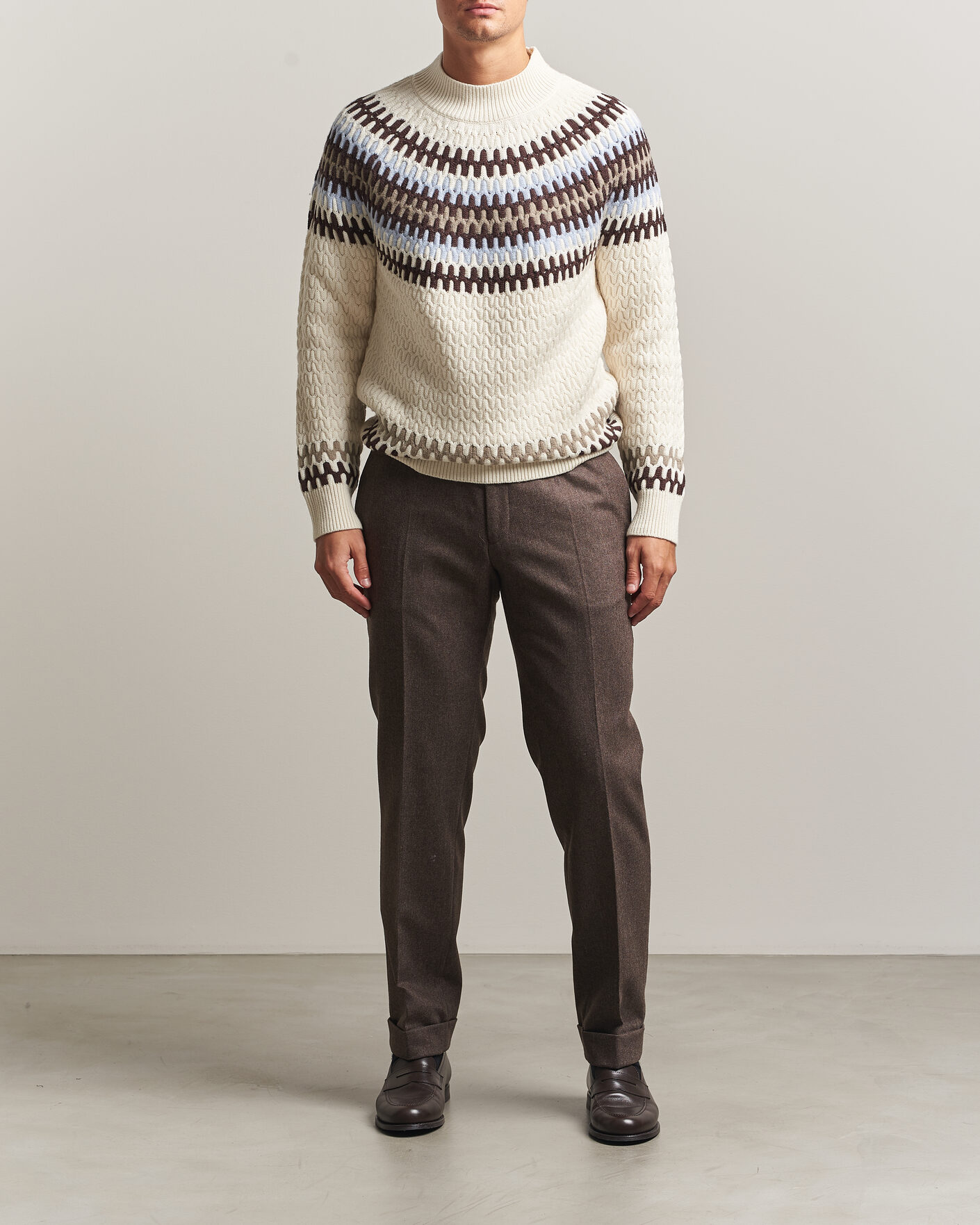 Mies | Puserot | BOSS BLACK | Fiotto Wool Fairisle Sweater Open White
