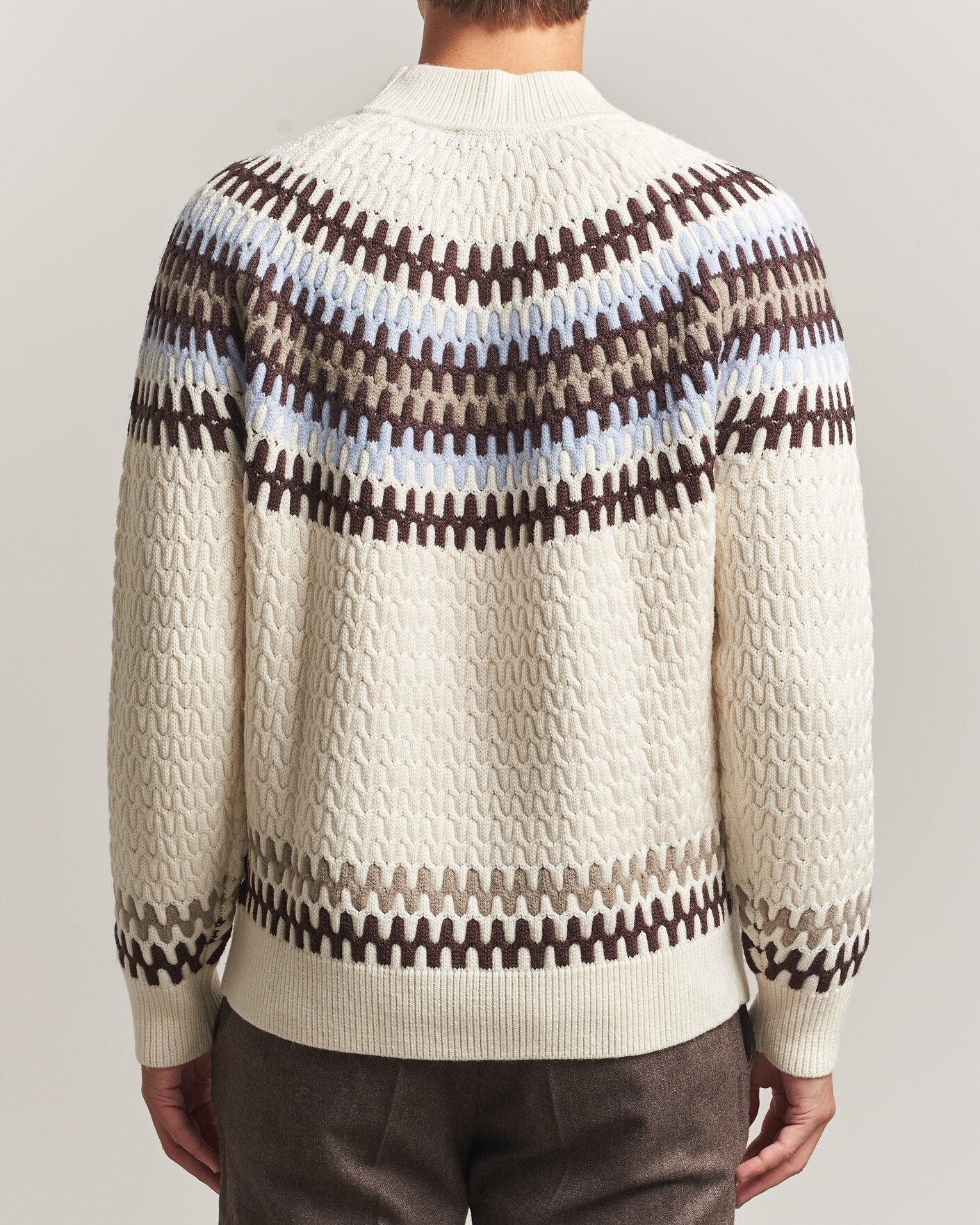 Mies | Puserot | BOSS BLACK | Fiotto Wool Fairisle Sweater Open White