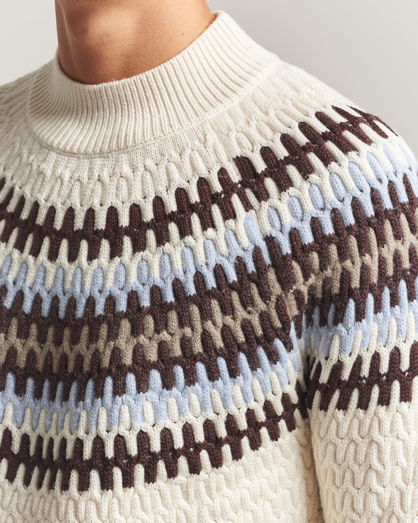 Mies | Puserot | BOSS BLACK | Fiotto Wool Fairisle Sweater Open White