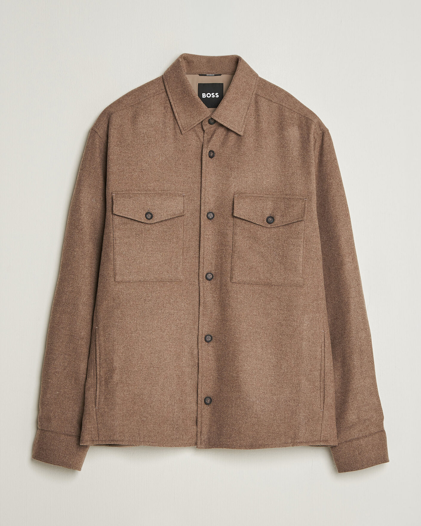 Mies | Kauluspaidat | BOSS BLACK | Colin Brushed Pocket Overshirt Open Brown