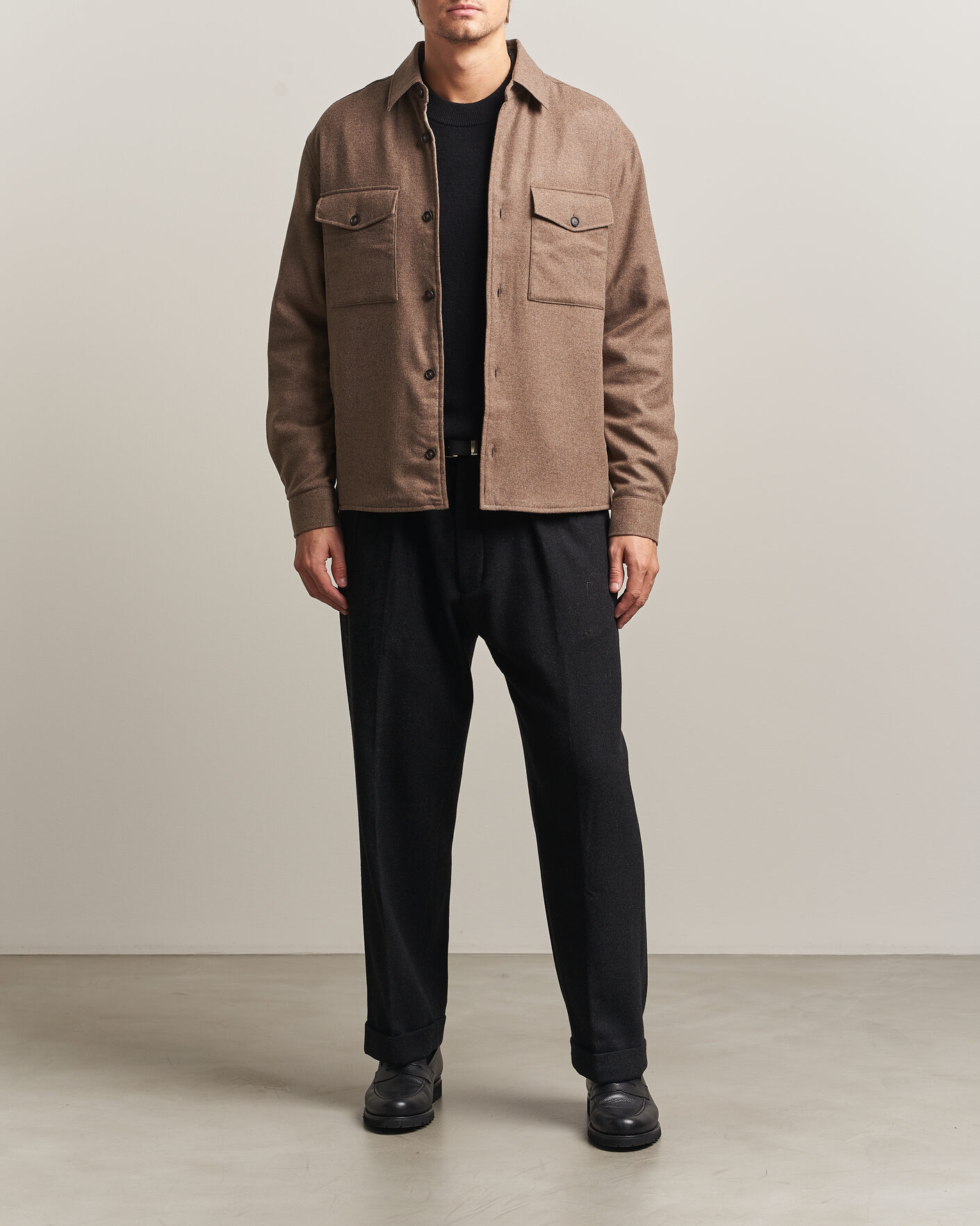 Mies | Kauluspaidat | BOSS BLACK | Colin Brushed Pocket Overshirt Open Brown