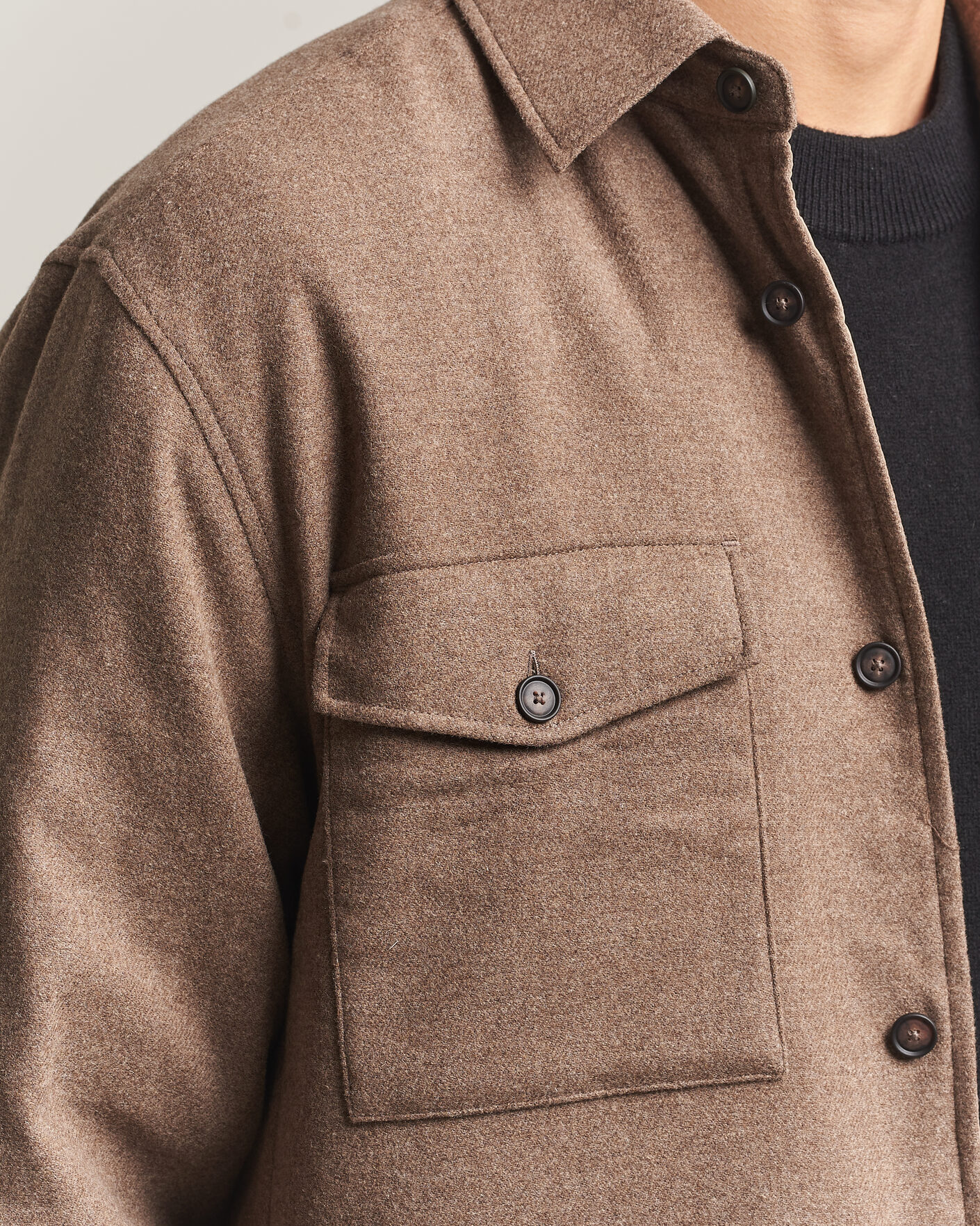 Mies | Kauluspaidat | BOSS BLACK | Colin Brushed Pocket Overshirt Open Brown