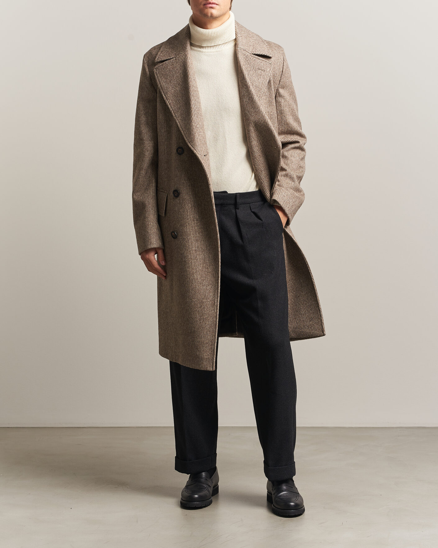 Mies | Takit | BOSS BLACK | Jared Wool Double Breasted Coat Open Brown