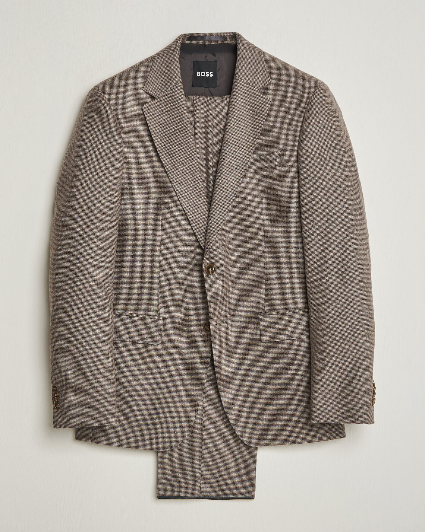 Mies | Puvut | BOSS BLACK | Huge Wool Pepita Suit Dark Brown