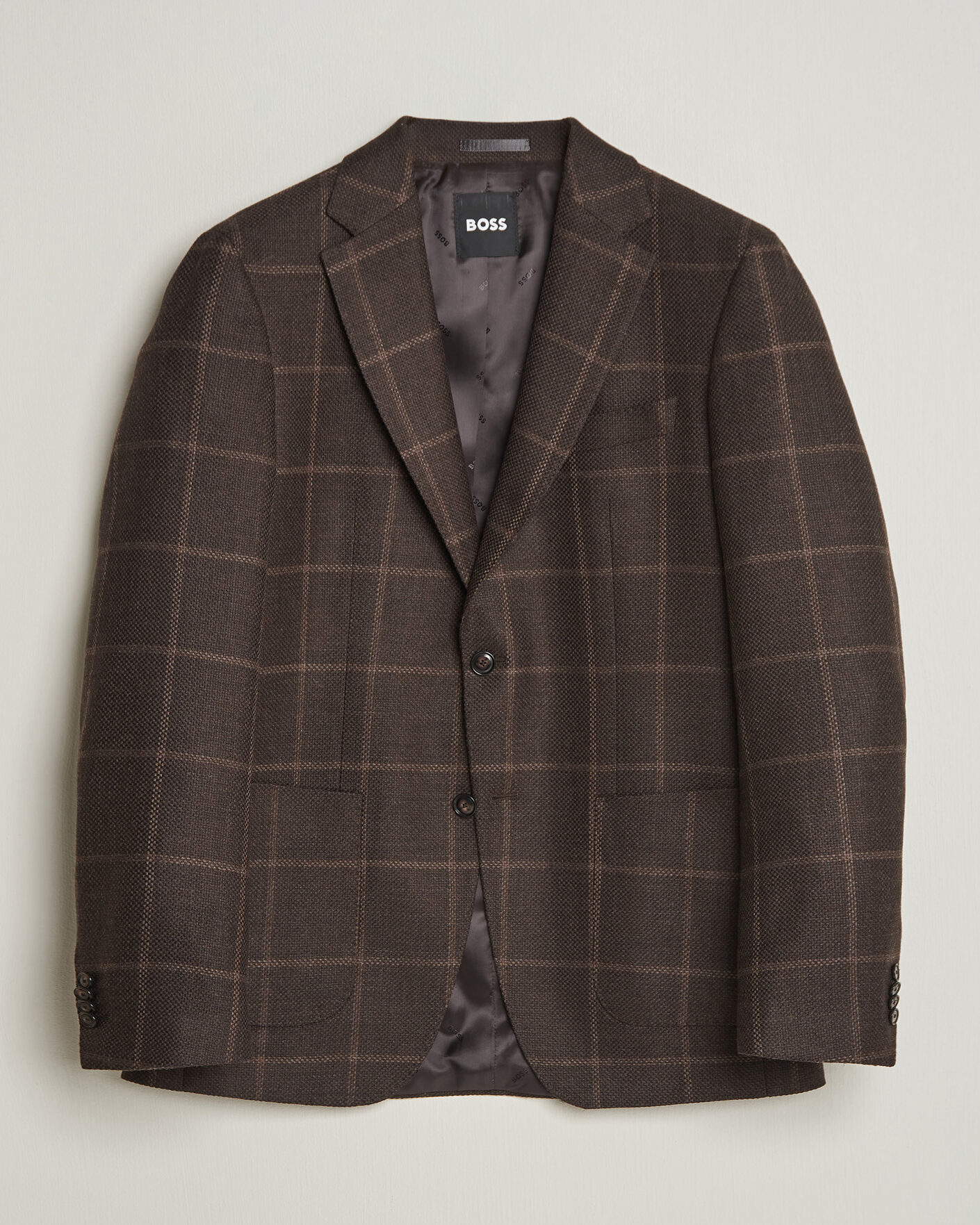 Mies | Pikkutakit | BOSS BLACK | Hutson Checked Wool Blazer Dark Brown