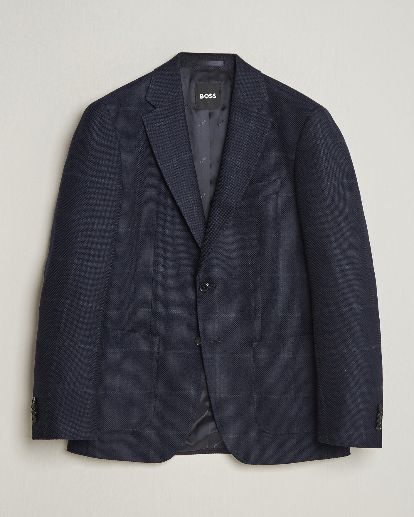 Mies | Pikkutakit | BOSS BLACK | Hutson Checked Wool Blazer Dark Blue
