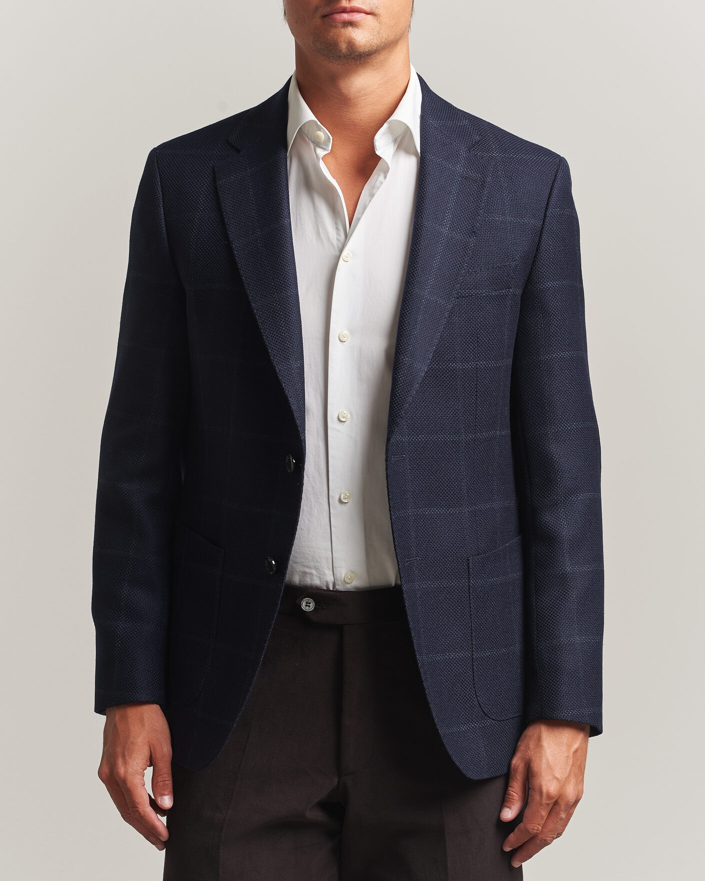 Mies | Pikkutakit | BOSS BLACK | Hutson Checked Wool Blazer Dark Blue