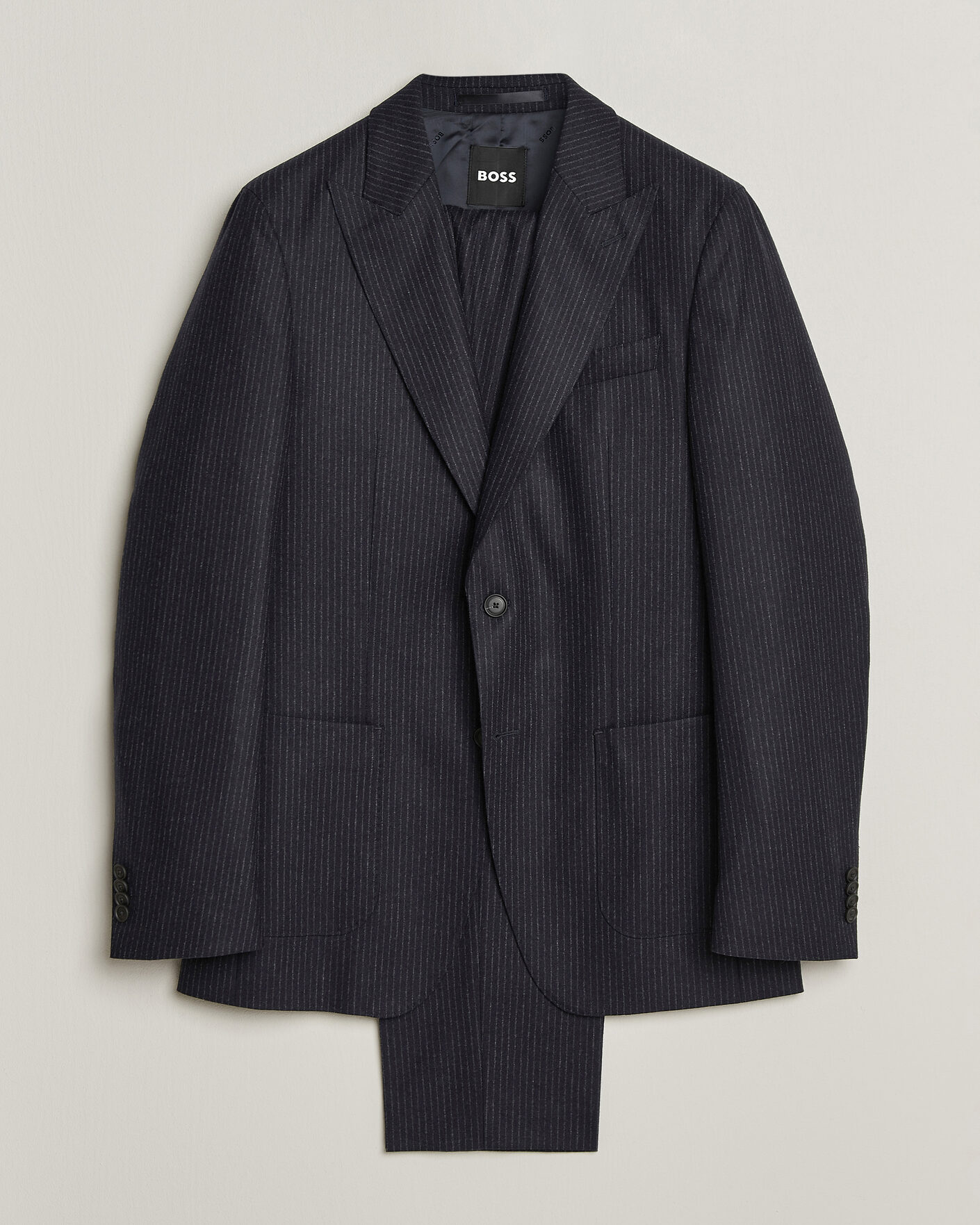 Mies | Puvut | BOSS BLACK | Huge Wool Pinstriped Suit Dark Blue