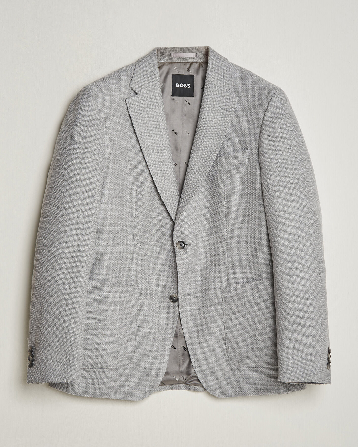 Mies | Pikkutakit | BOSS BLACK | Hutson Wool Patch Pocket Blazer Light Grey
