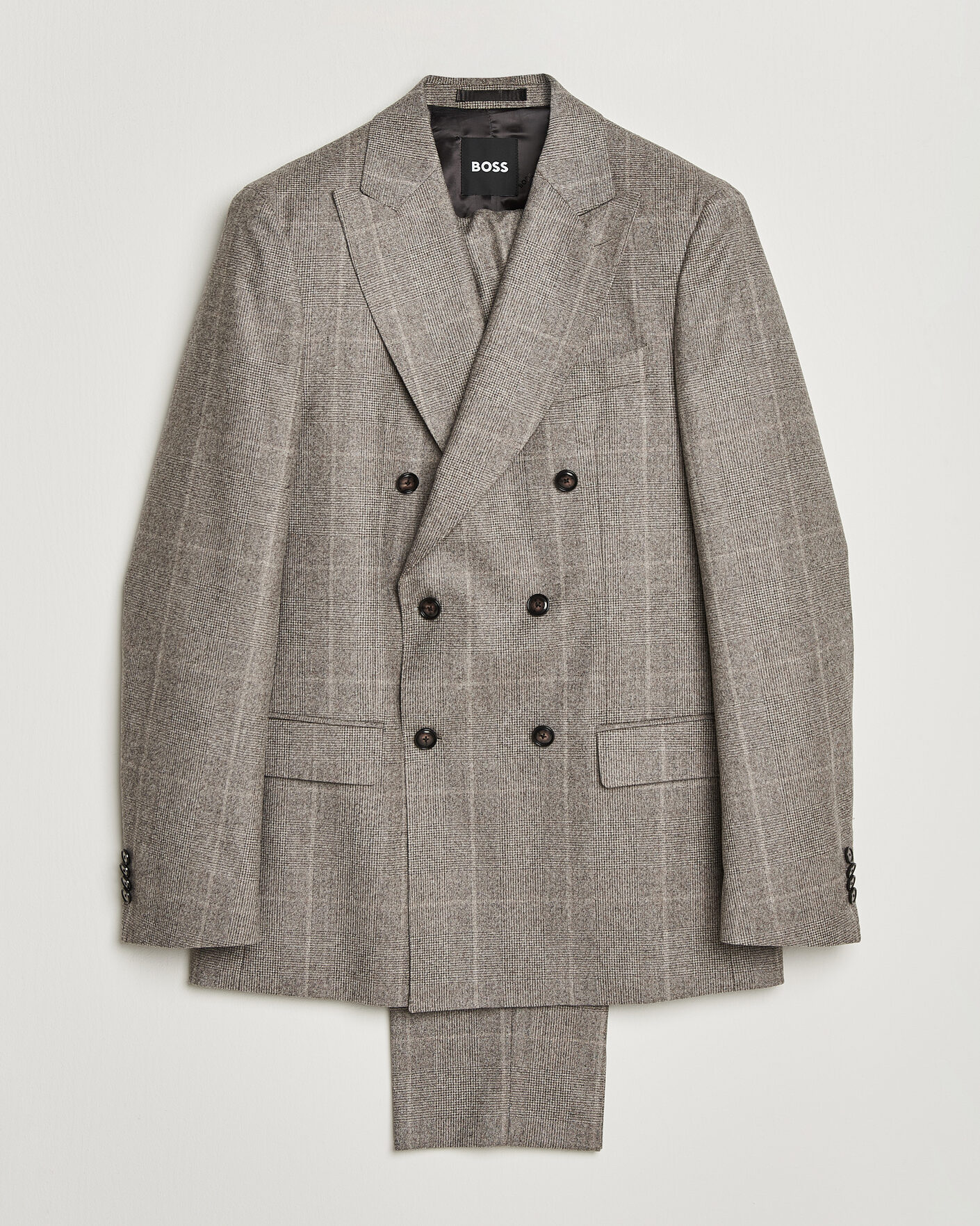 Mies | Puvut | BOSS BLACK | Huge Wool Checked Double Breasted Suit Open Brown